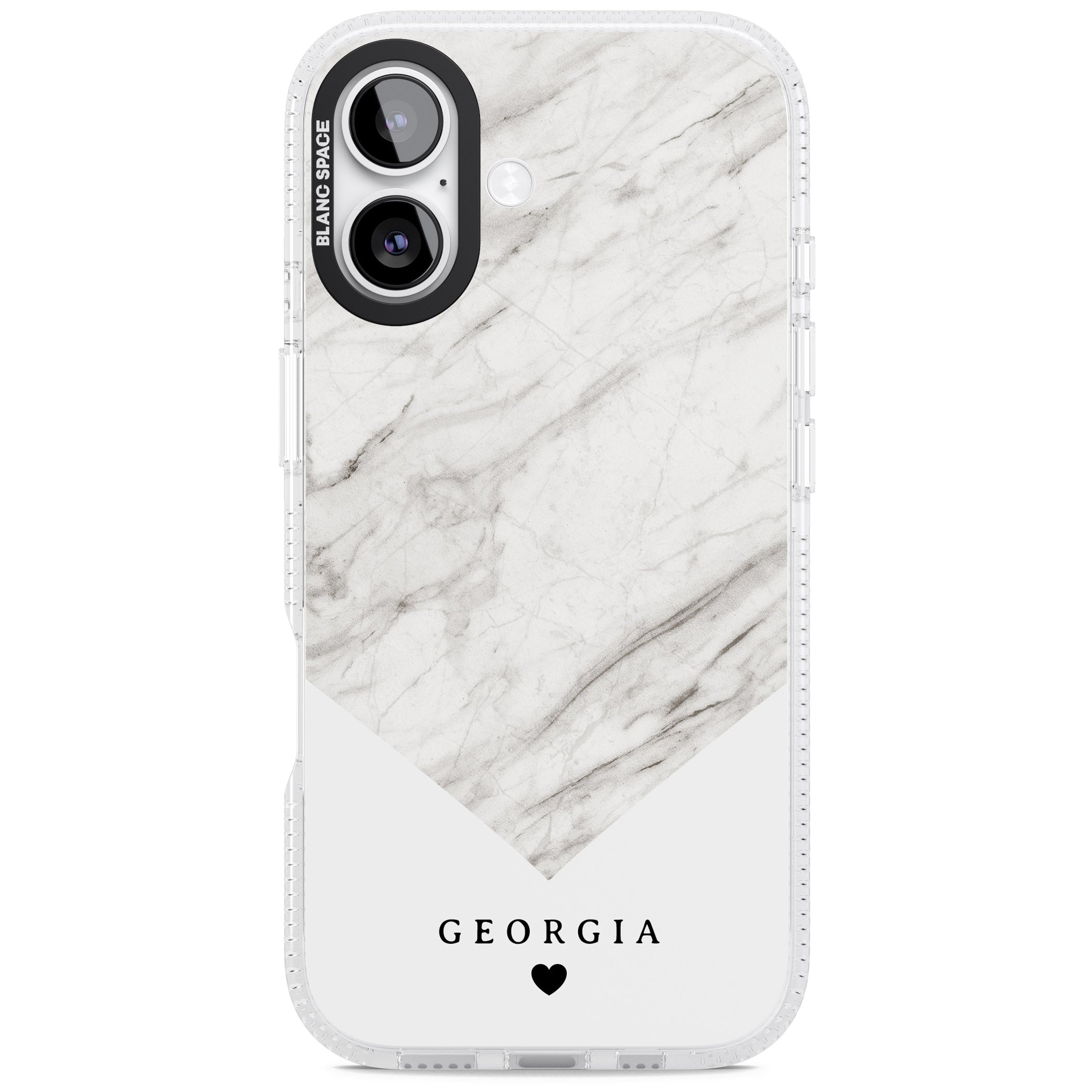 Personalised White Marble iPhone 17 Impact Air Clear Phone Case