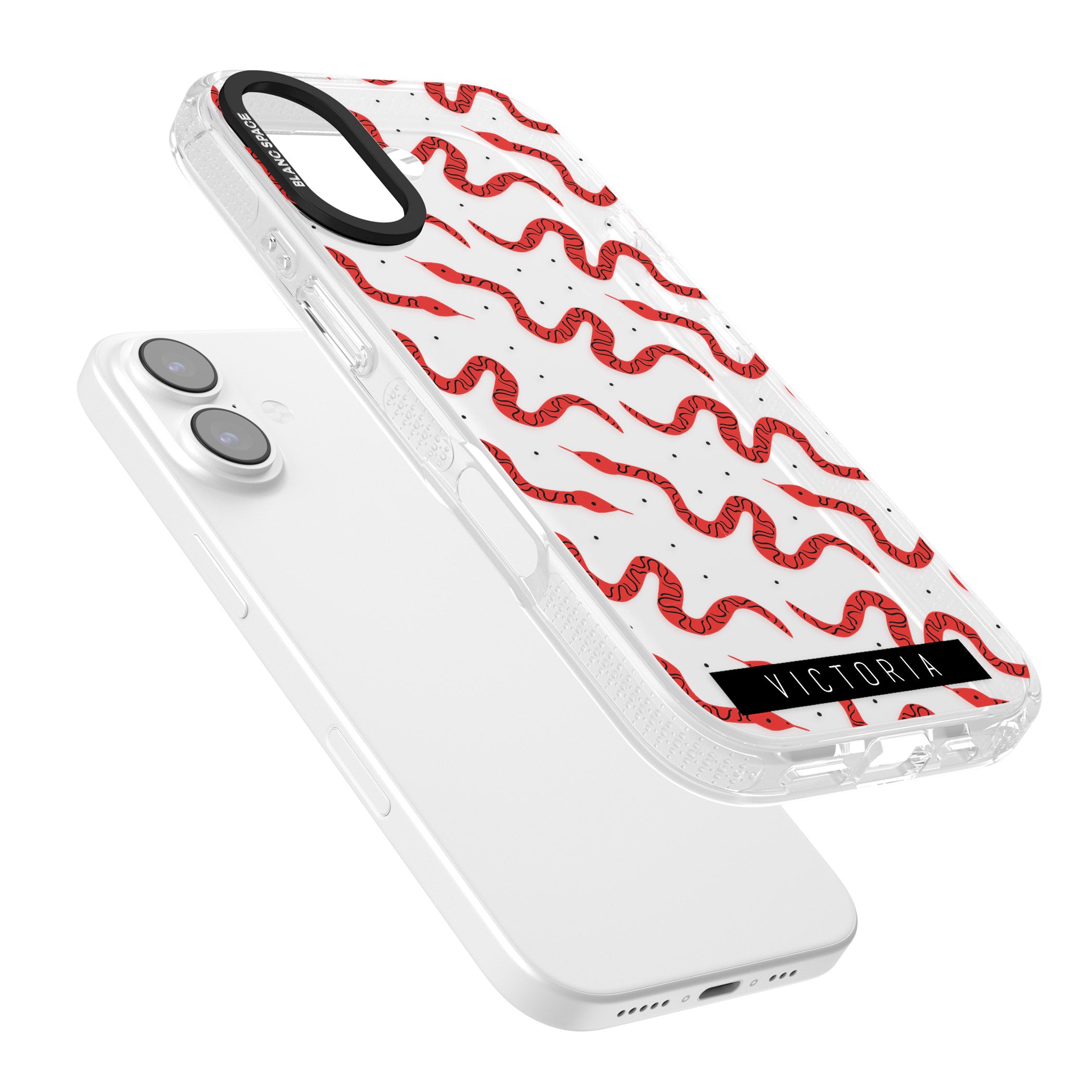 Personalised Red Snake Pattern iPhone 17 Impact Air Clear Phone Case Colours