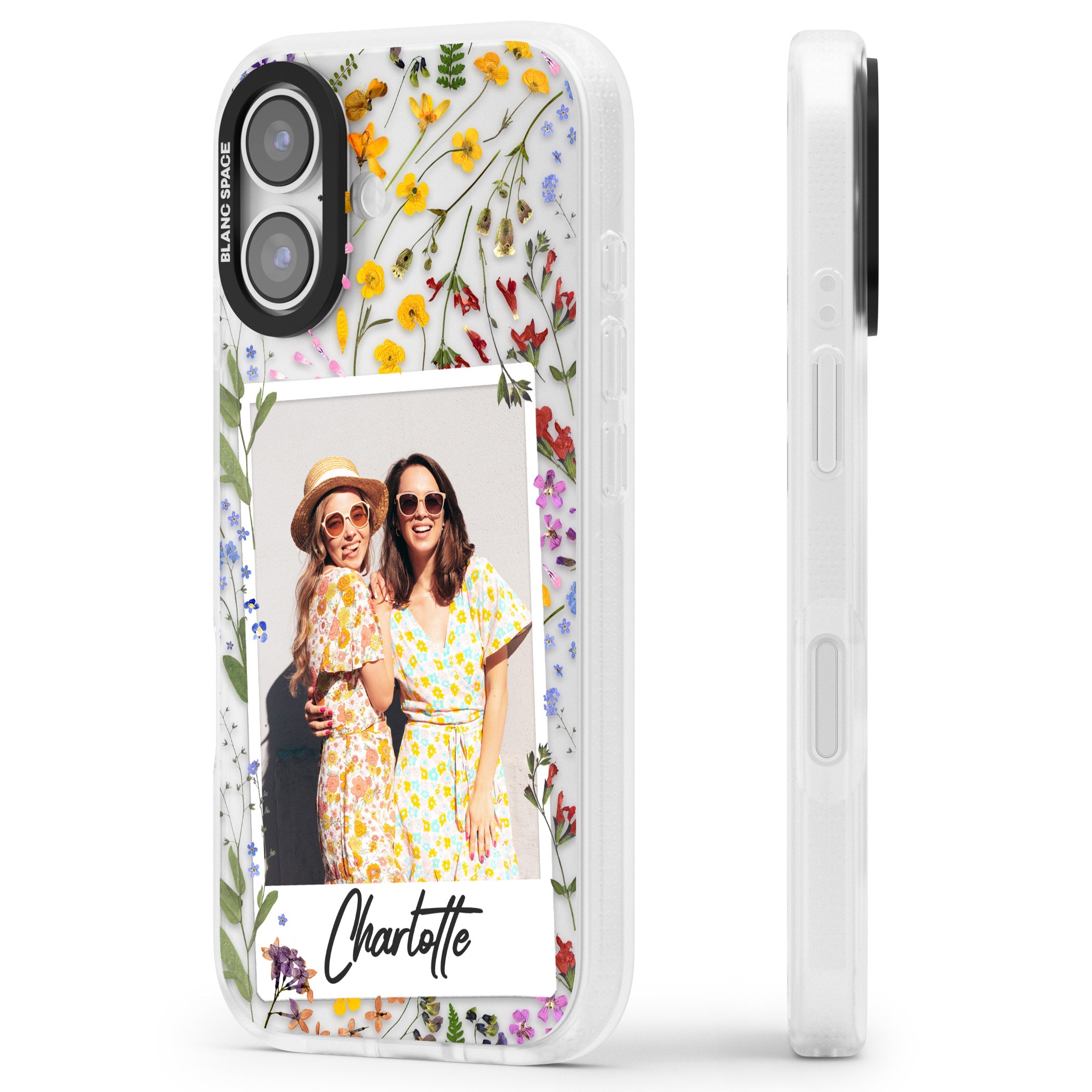 Personalised Wildflower Instant Photo iPhone 17 Impact Air Clear Phone Case Side Profile