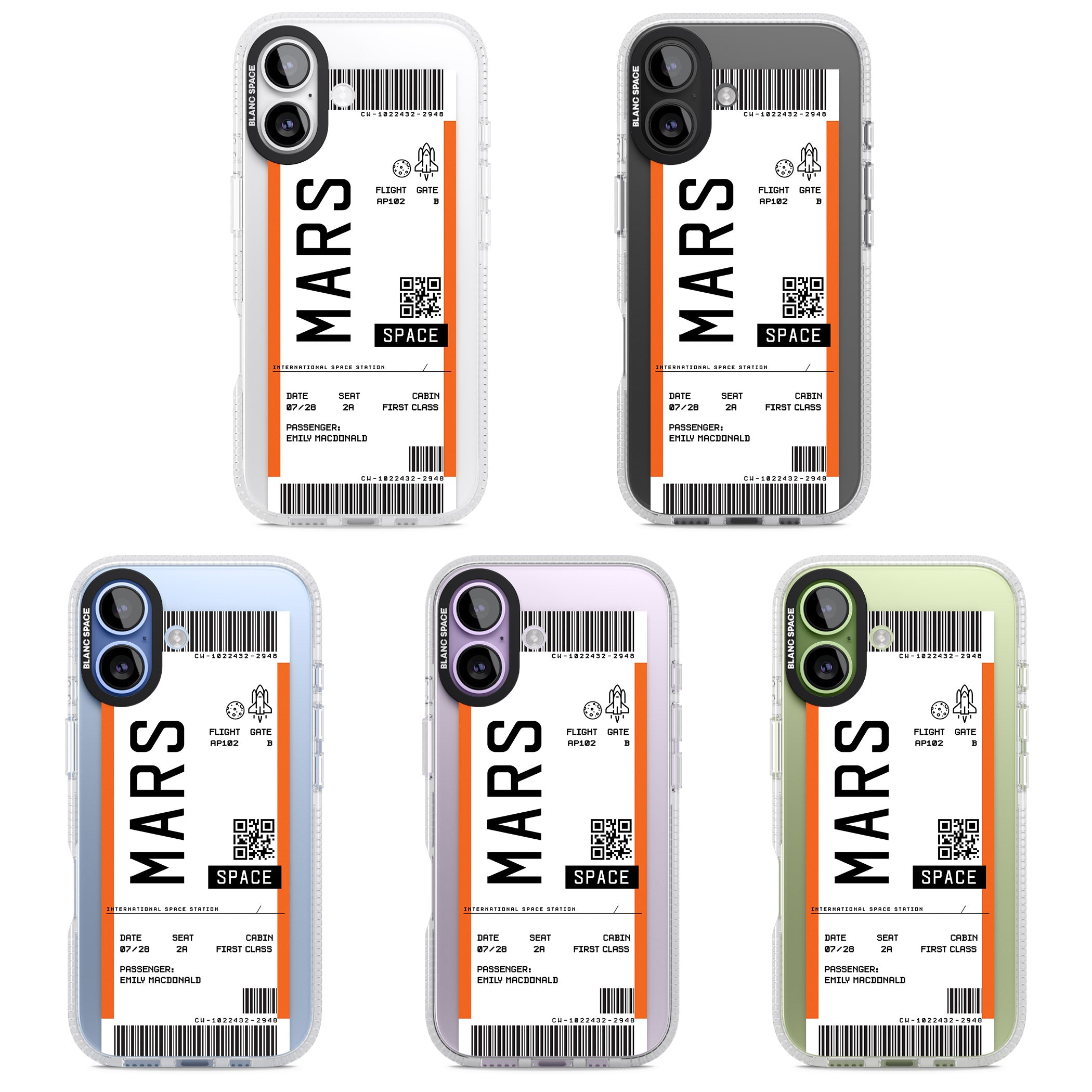 Personalised Mars Travel Ticket iPhone 17 Impact Air Clear Phone Case APT Impact Protection