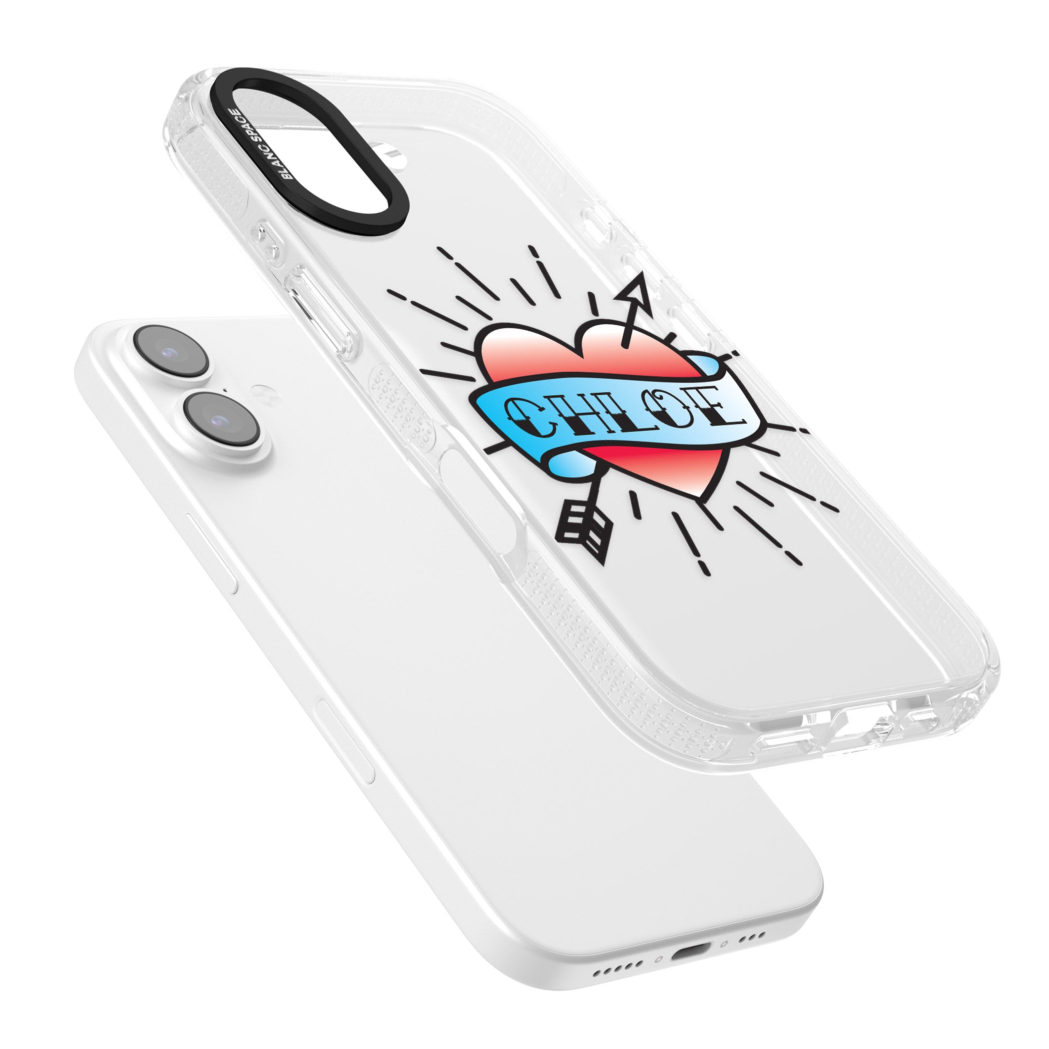 Personalised Heart Tattoo iPhone 17 Impact Air Clear Phone Case Colours