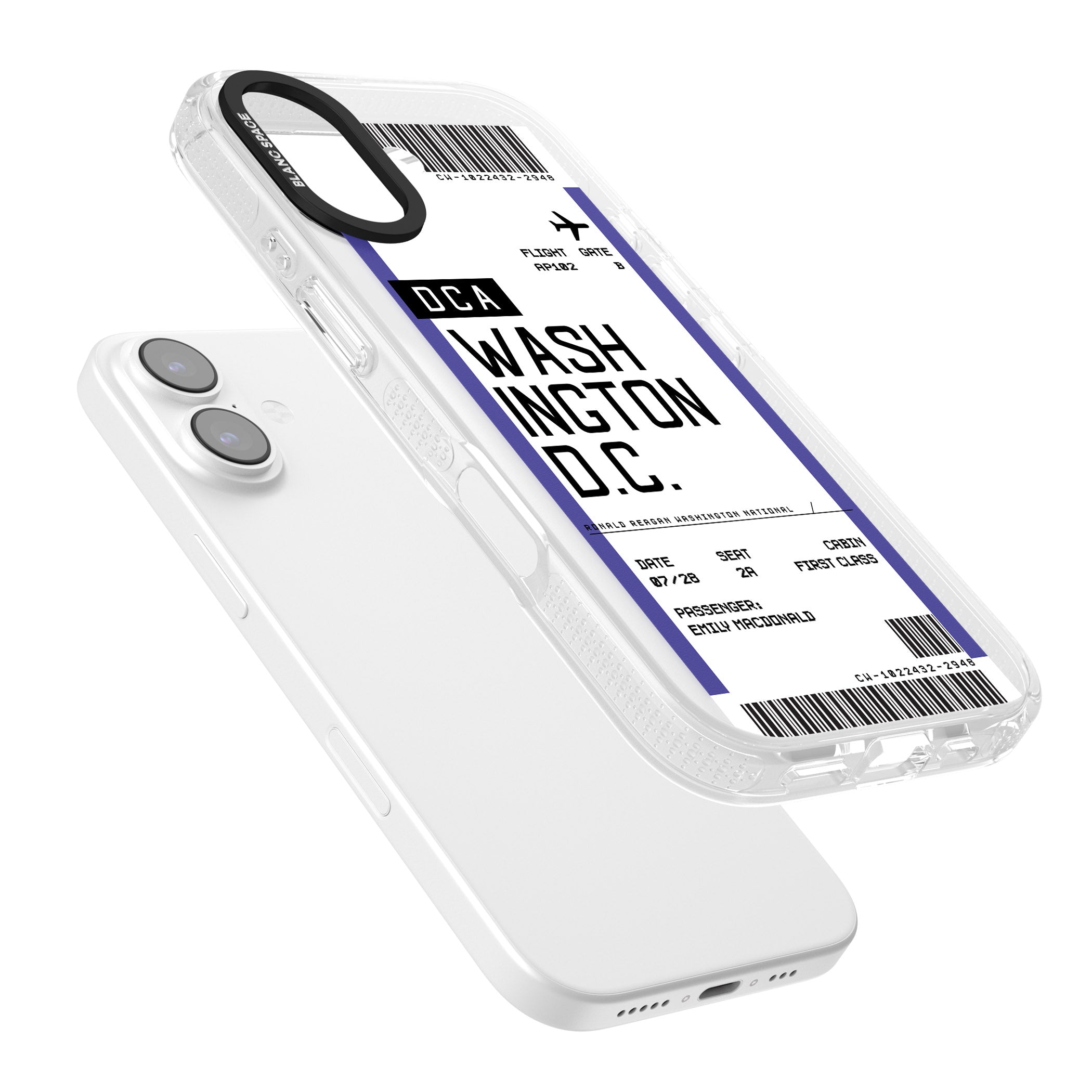Personalised Washington D.C. Boarding Pass iPhone 17 Impact Air Clear Phone Case Colours