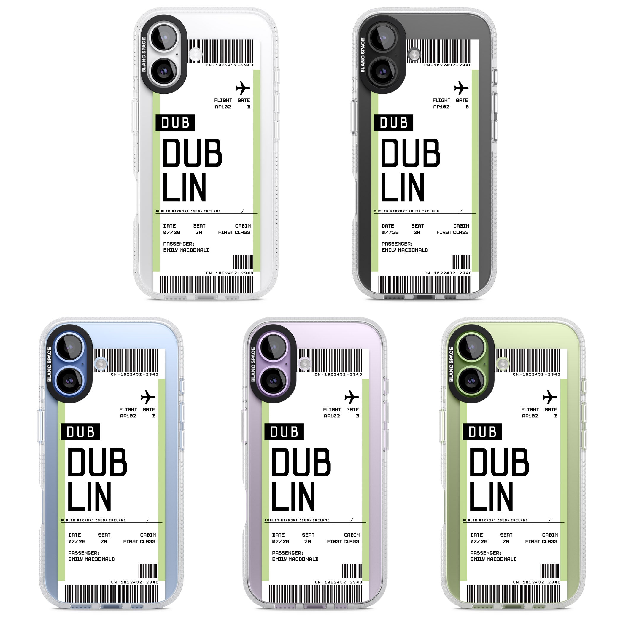 Personalised Dublin Boarding Pass iPhone 17 Impact Air Clear Phone Case APT Impact Protection