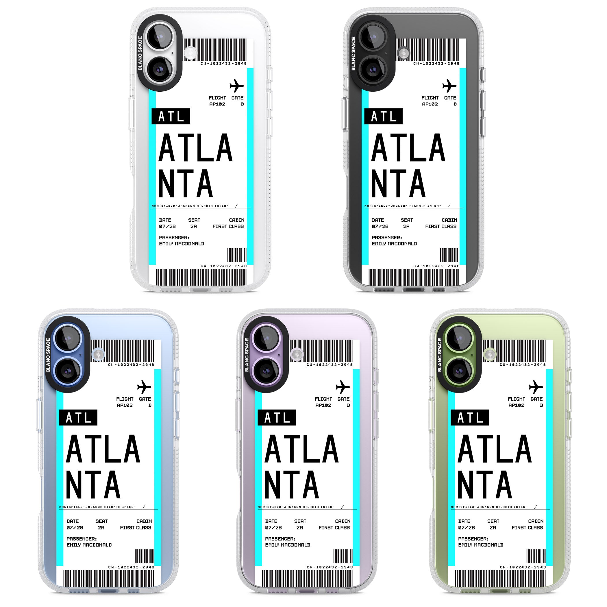 Personalised Atlanta Boarding Pass iPhone 17 Impact Air Clear Phone Case APT Impact Protection