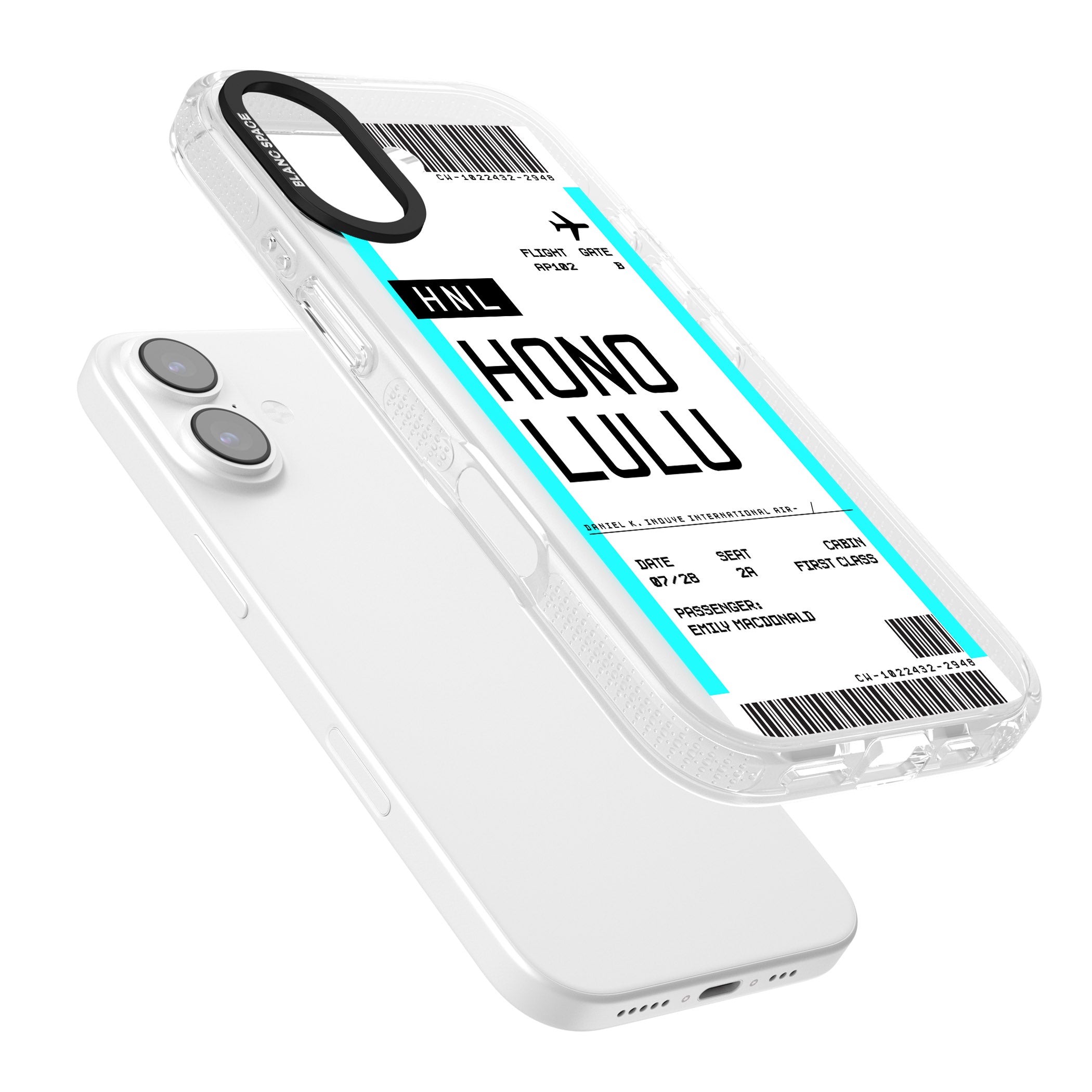 Personalised Honolulu Boarding Pass iPhone 17 Impact Air Clear Phone Case Colours