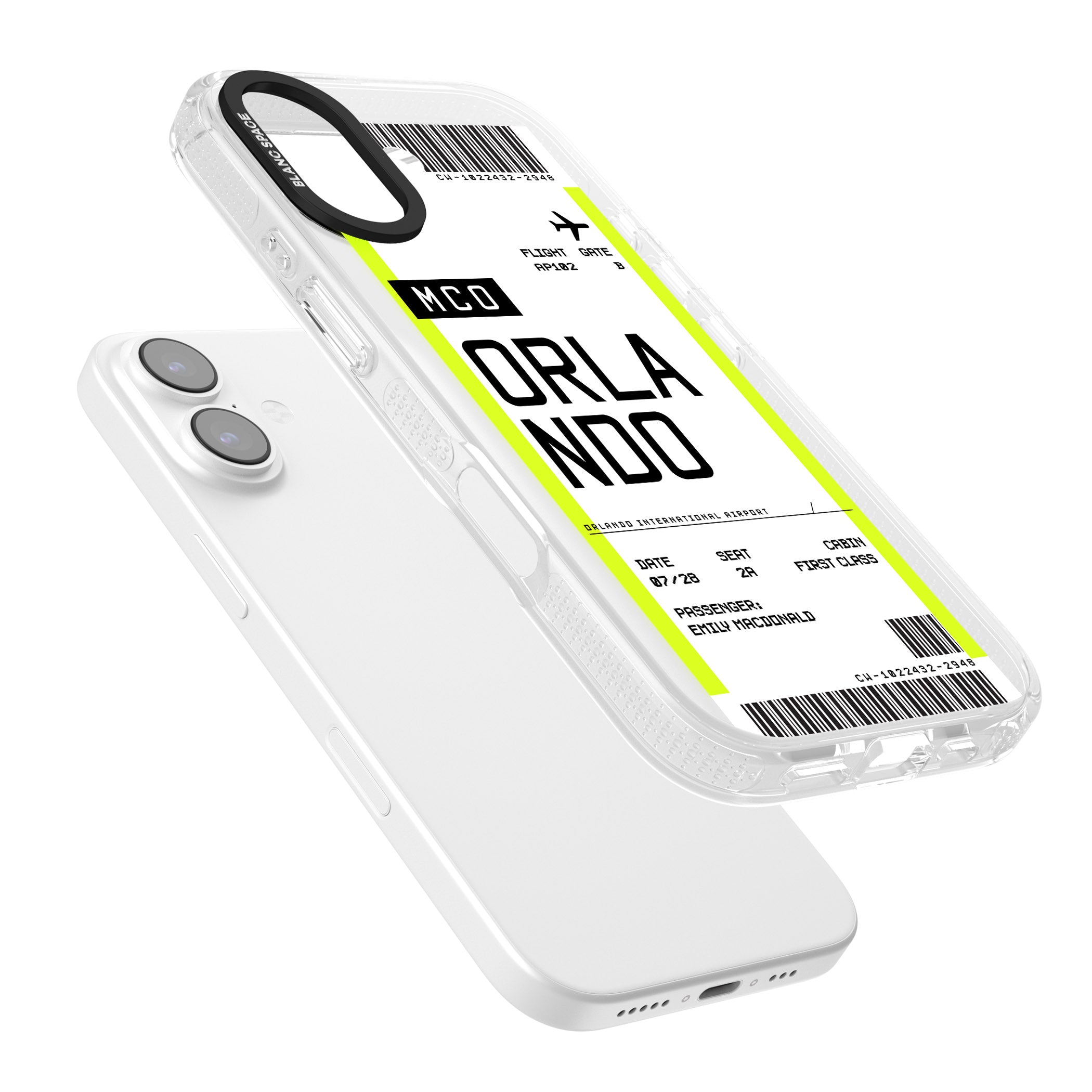 Personalised Orlando Boarding Pass iPhone 17 Impact Air Clear Phone Case Colours