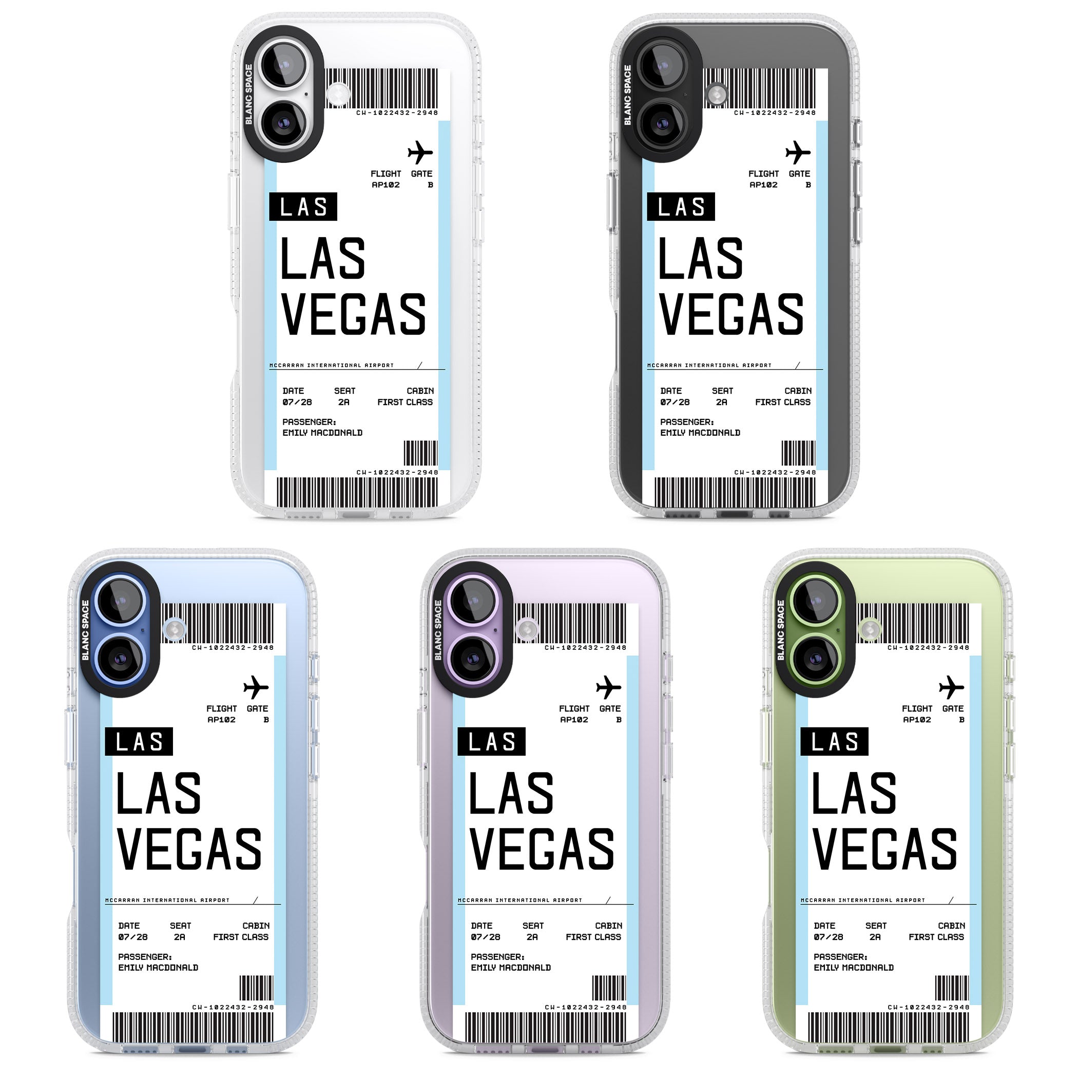 Personalised Las Vegas Boarding Pass iPhone 17 Impact Air Clear Phone Case APT Impact Protection