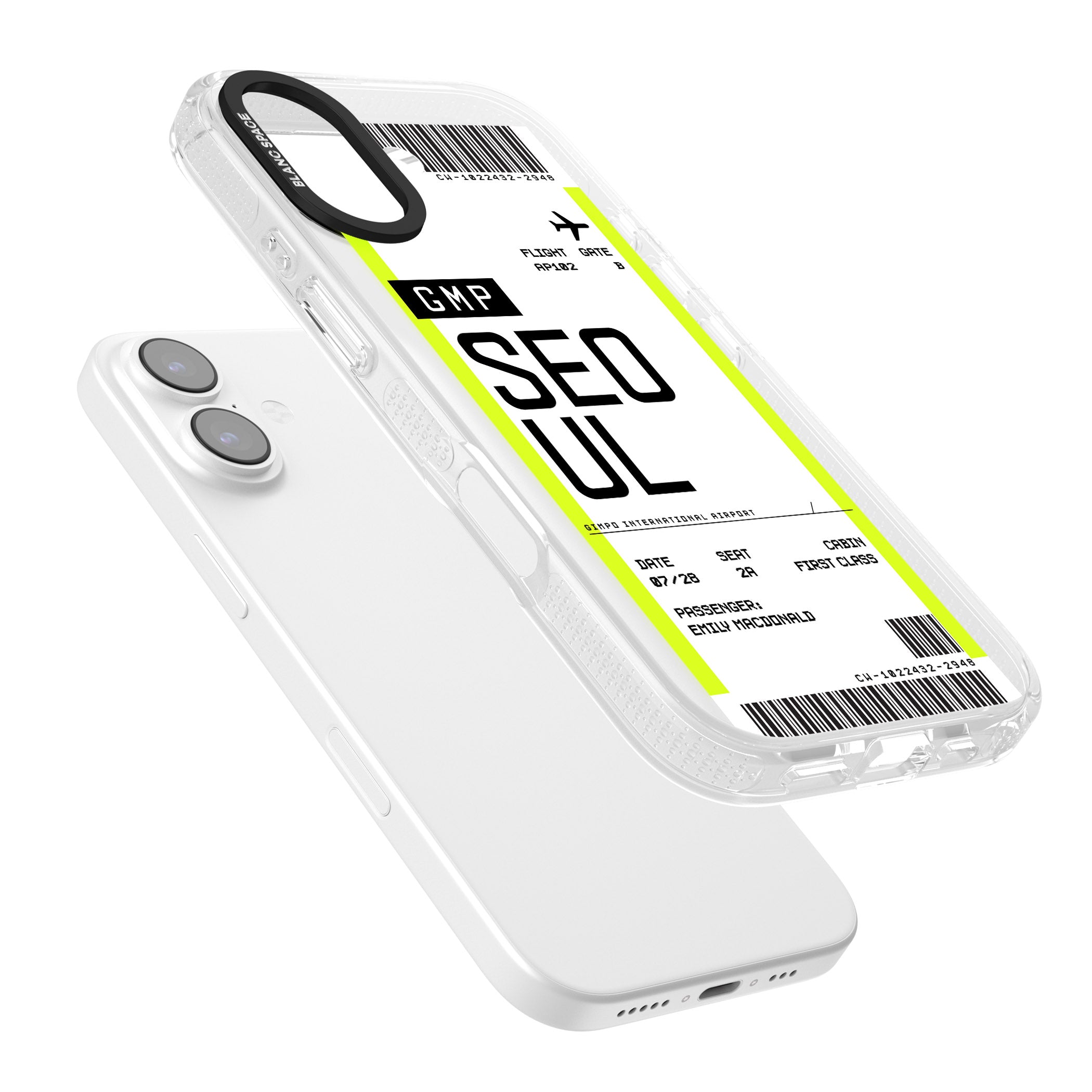 Personalised Seoul Boarding Pass iPhone 17 Impact Air Clear Phone Case Colours