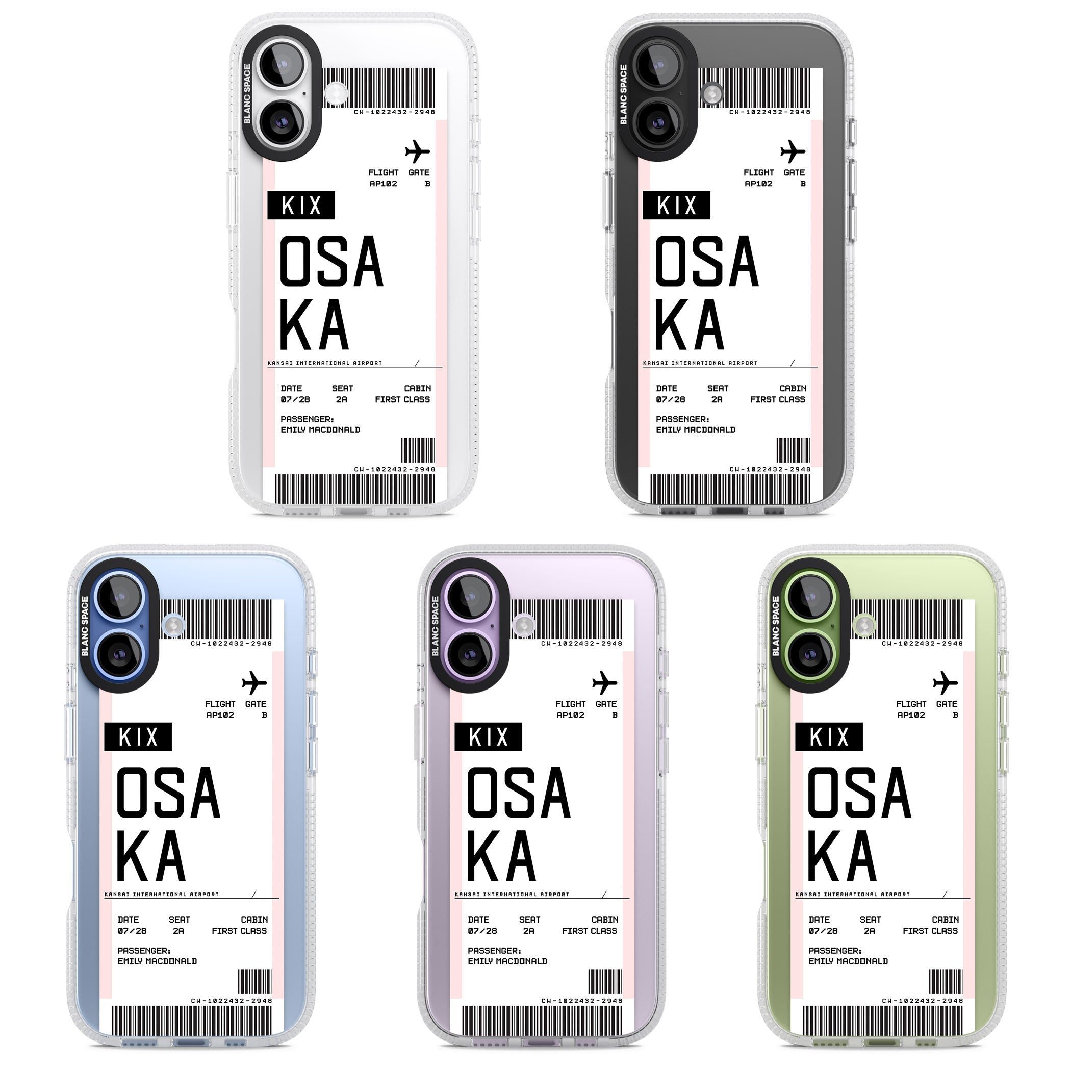 Personalised Osaka Boarding Pass iPhone 17 Impact Air Clear Phone Case APT Impact Protection