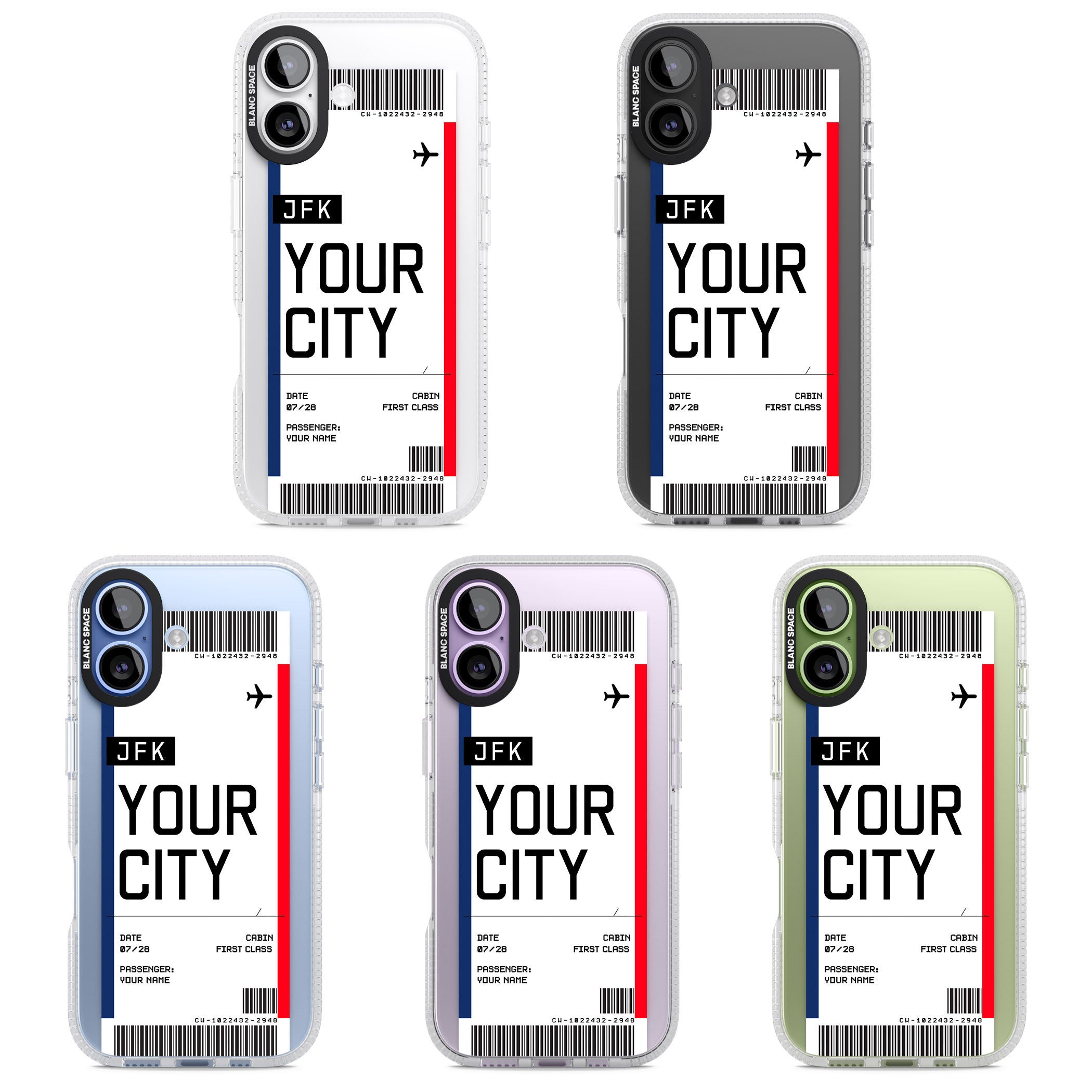 Personalised Create Your Own Boarding Pass Ticket iPhone 17 Impact Air Clear Phone Case APT Impact Protection