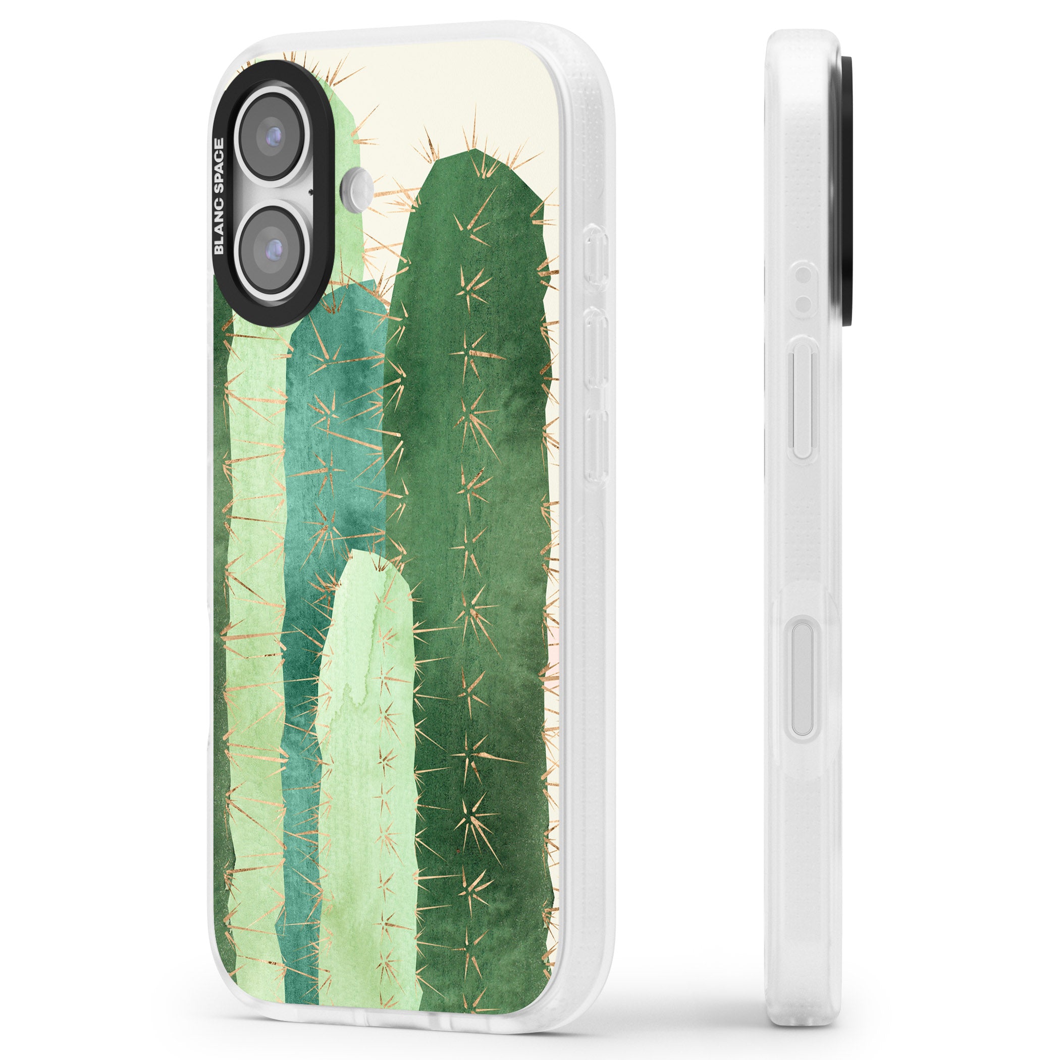 Large Cacti iPhone 17 Impact Air Clear Phone Case Side Profile