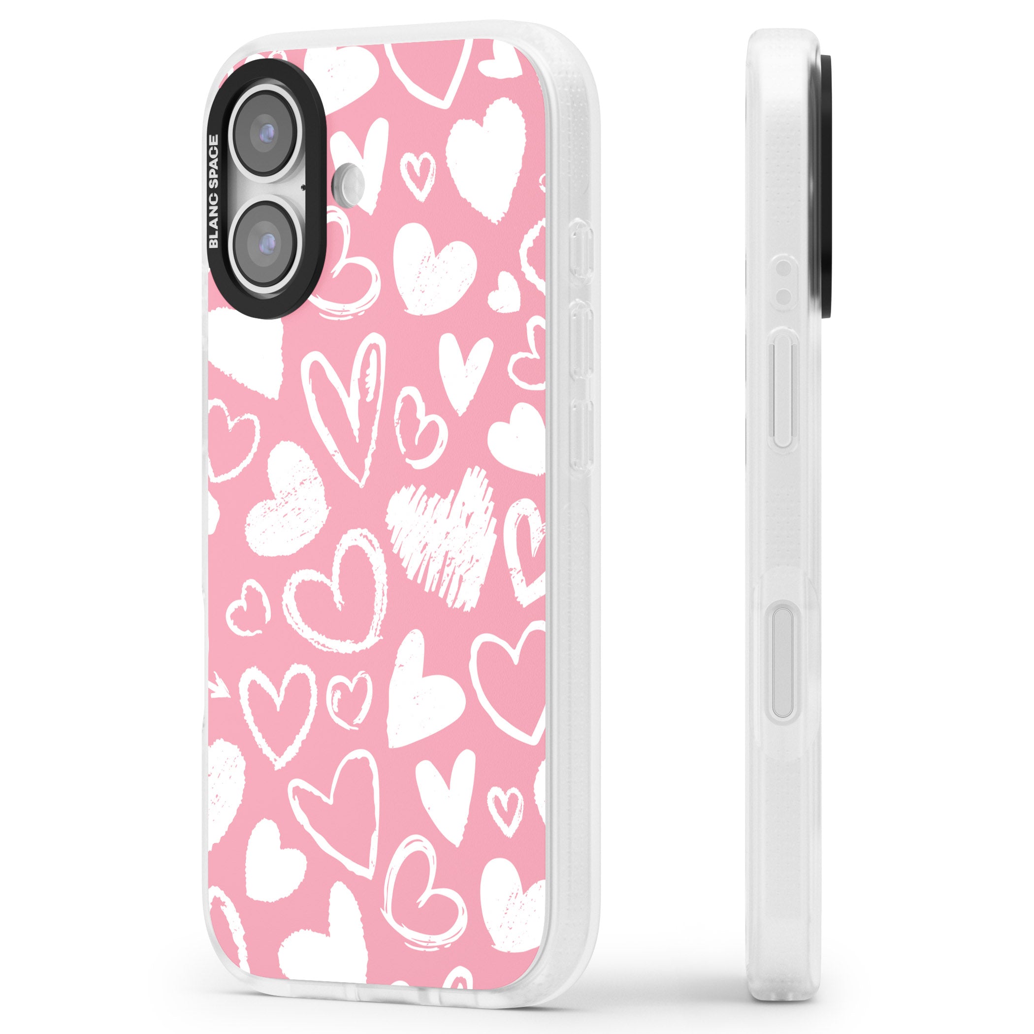 Chalk Hearts iPhone 17 Impact Air Clear Phone Case Side Profile