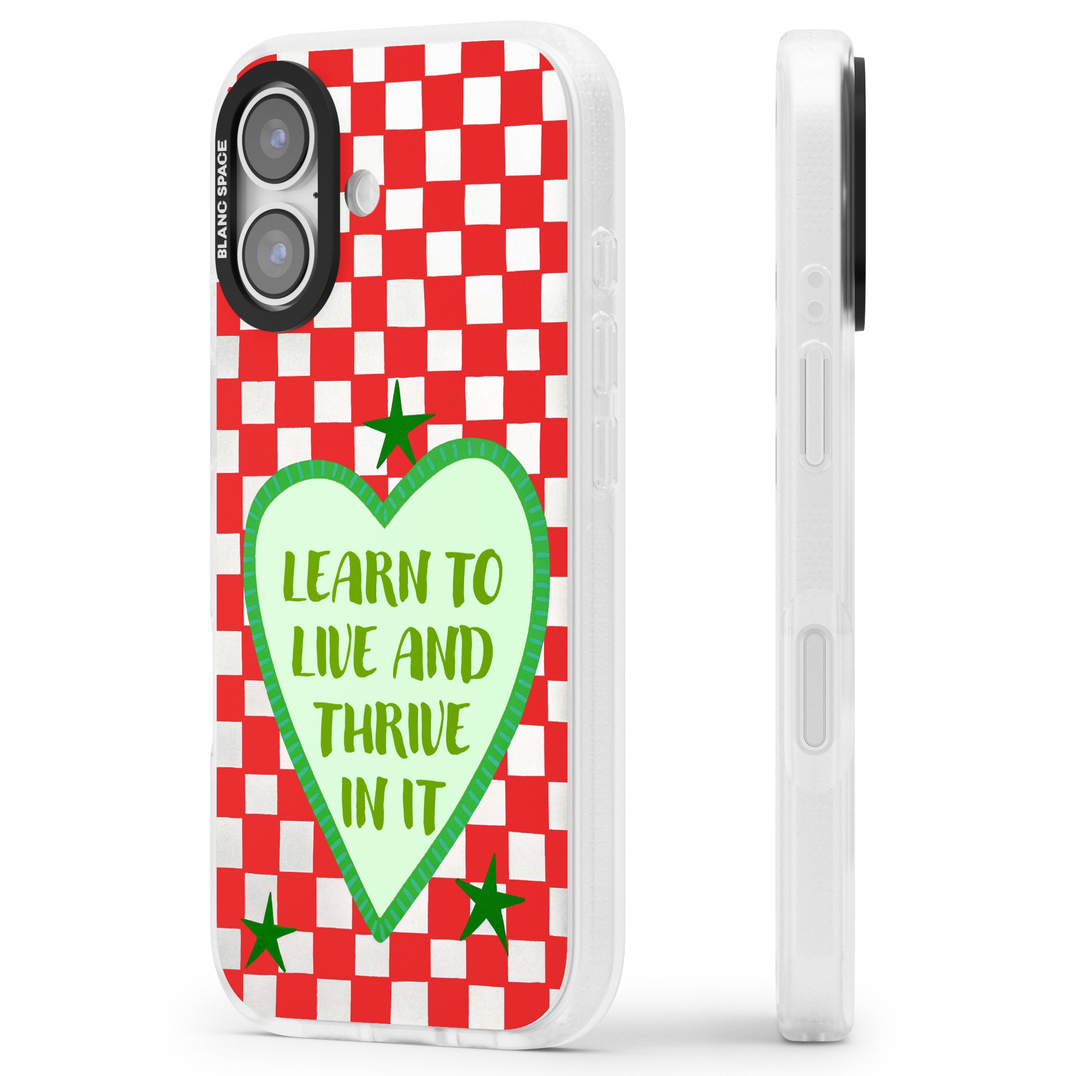 Learn To Live iPhone 17 Impact Air Clear Phone Case Side Profile