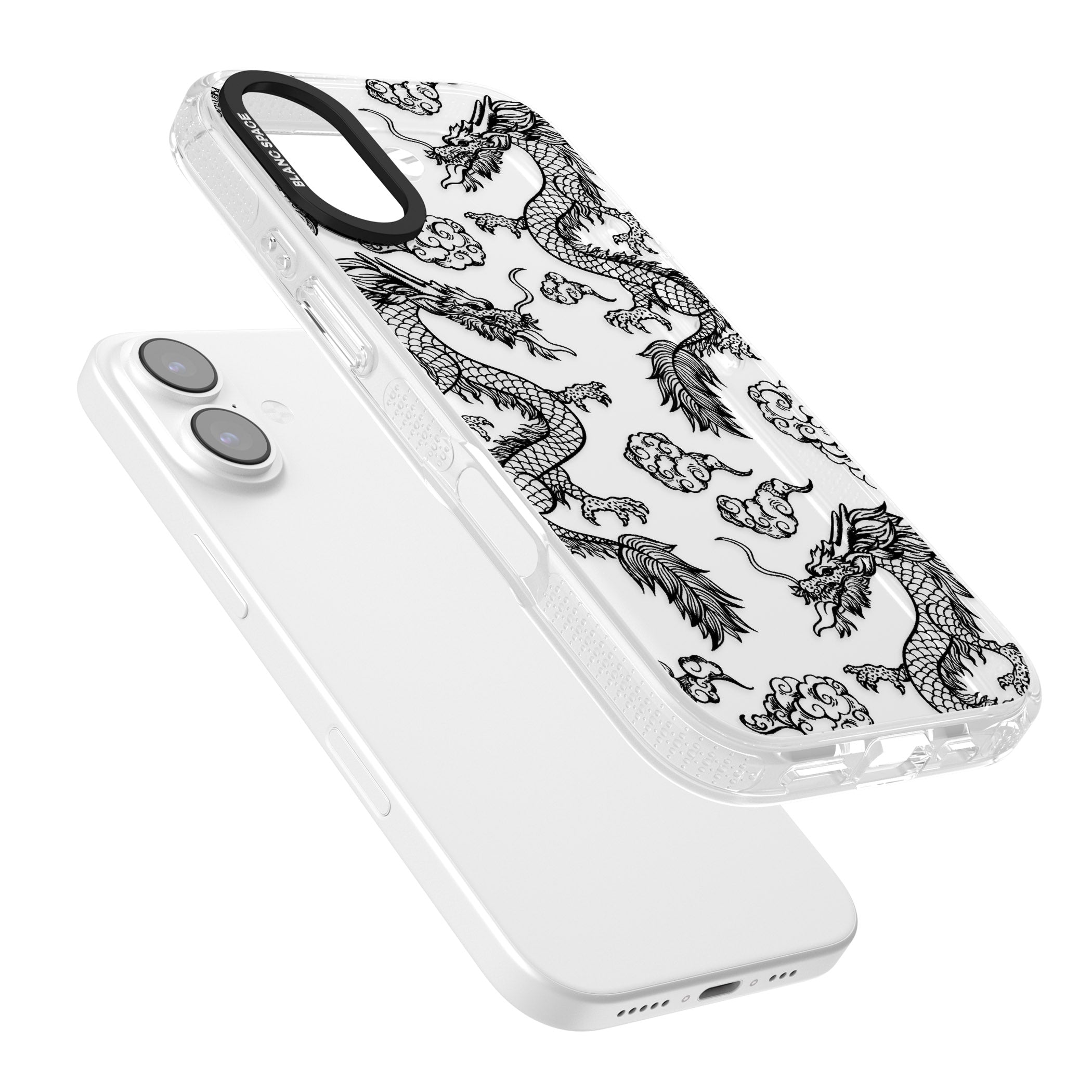 Black Dragon Pattern iPhone 17 Impact Air Clear Phone Case Colours