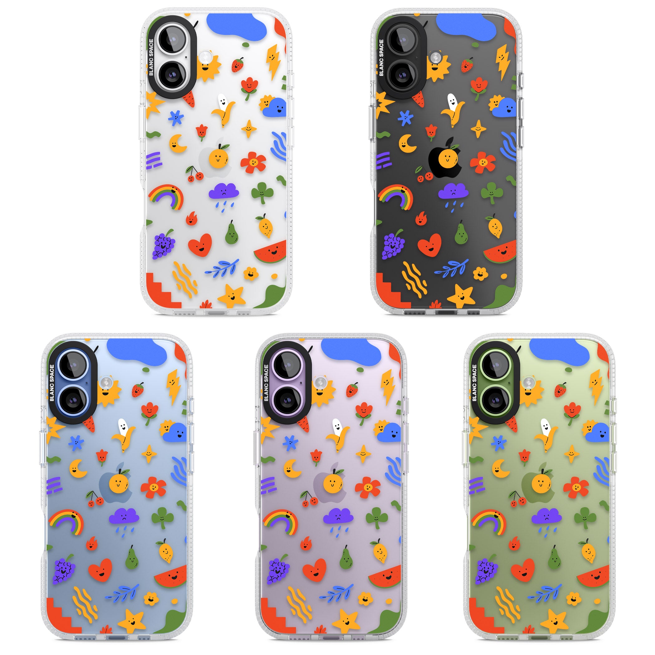Quirky Cute Icon Pattern iPhone 17 Impact Air Clear Phone Case APT Impact Protection
