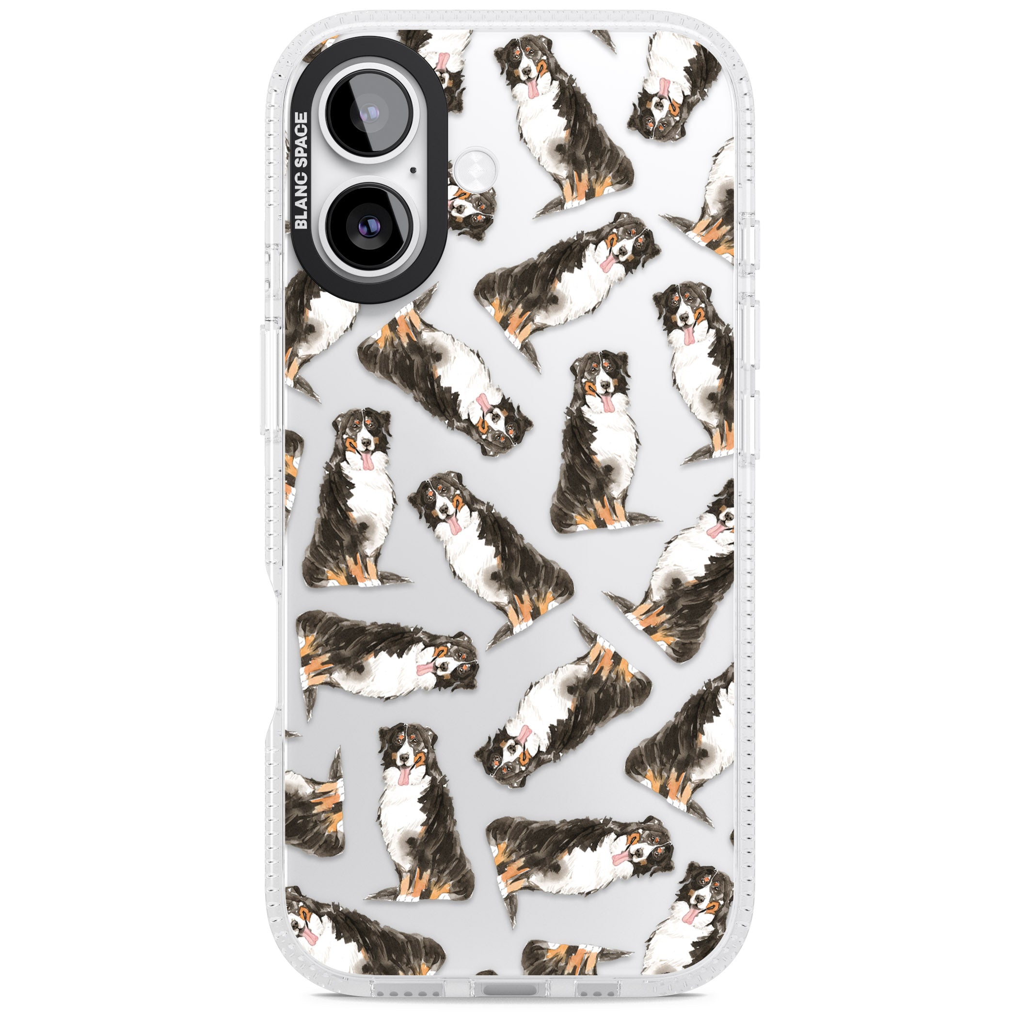 Bernese Mountain Dog Pattern iPhone 17 Impact Air Clear Phone Case