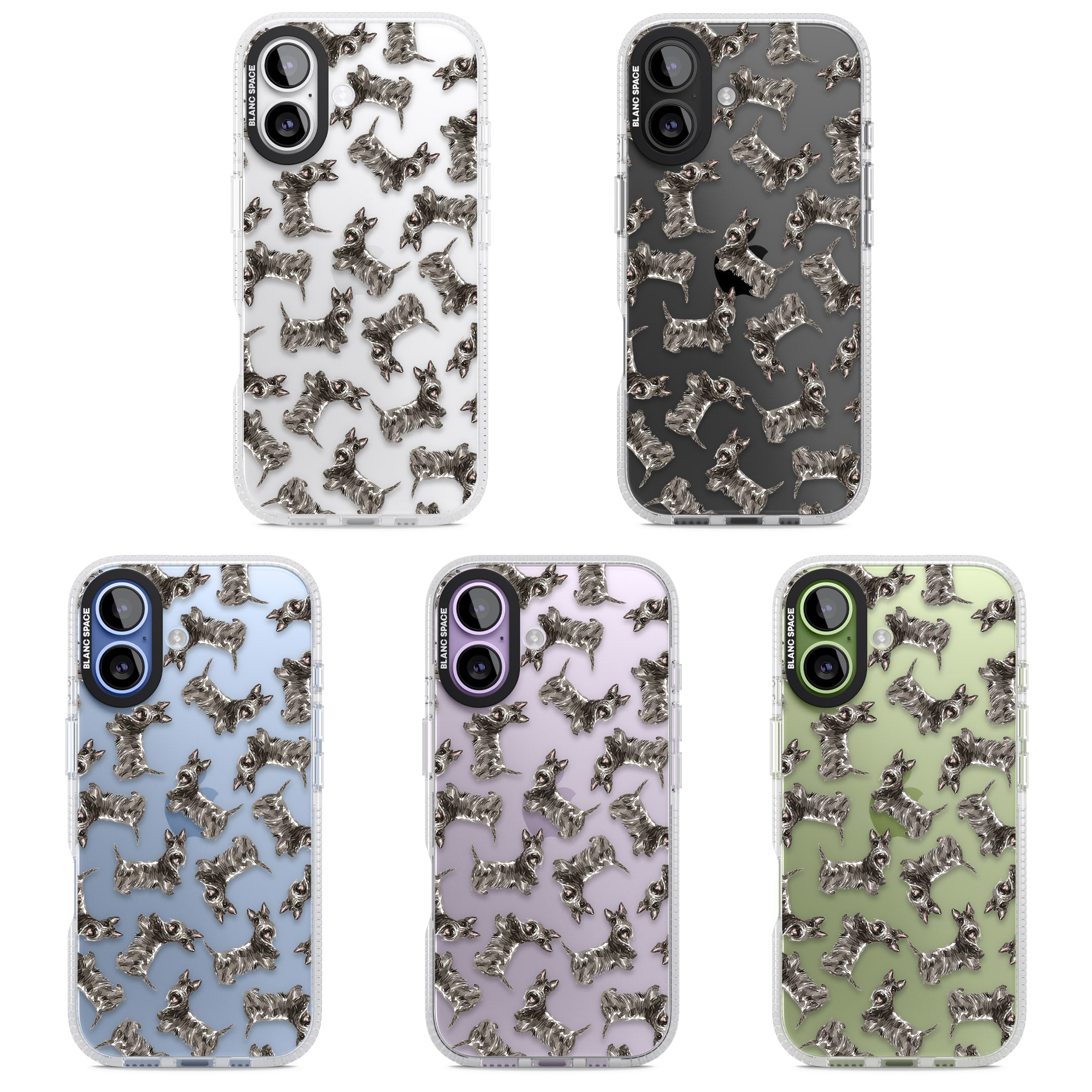 Scottish Terrier Pattern iPhone 17 Impact Air Clear Phone Case APT Impact Protection