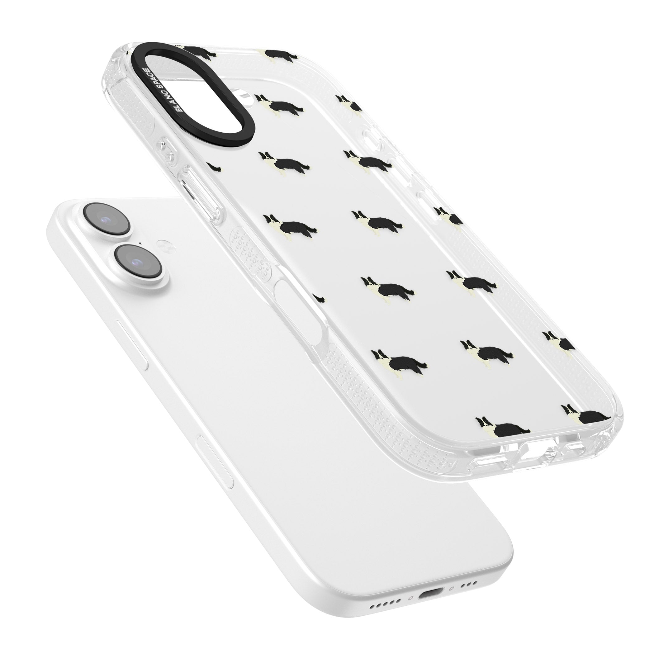 Border Collie Pattern Clear iPhone 17 Impact Air Clear Phone Case Colours