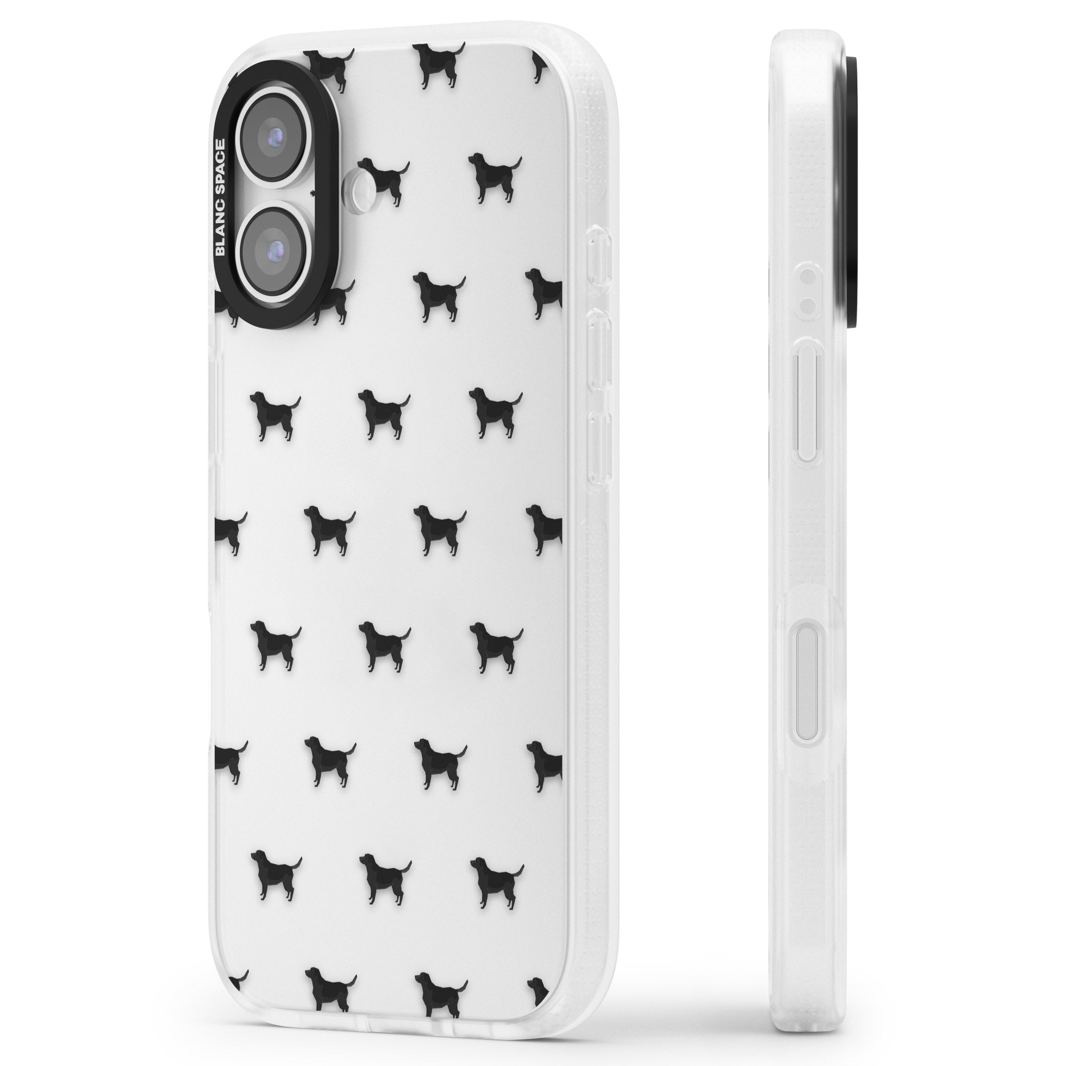 Black Labrador Pattern iPhone 17 Impact Air Clear Phone Case Side Profile