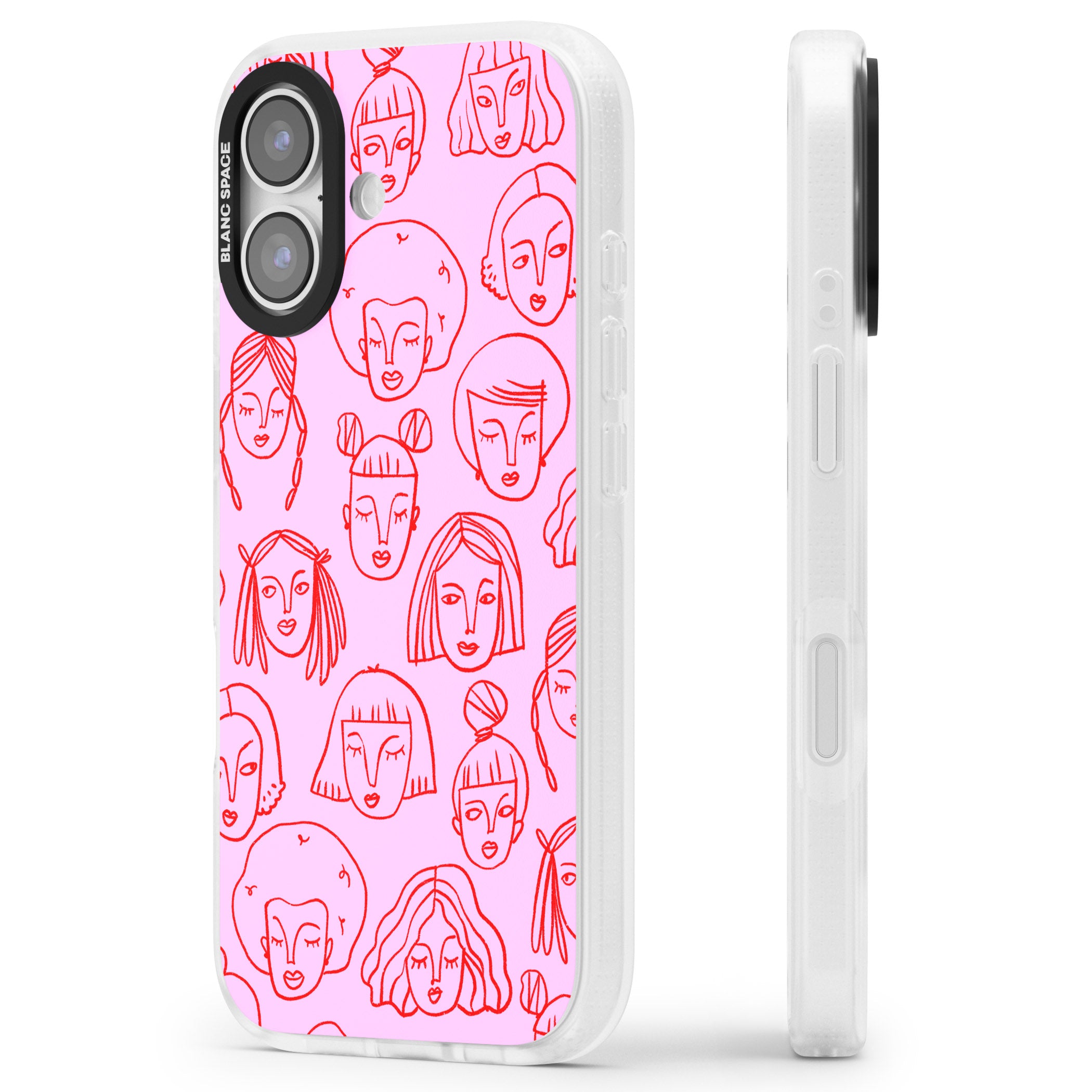 Girl Portrait Doodles iPhone 17 Impact Air Clear Phone Case Side Profile