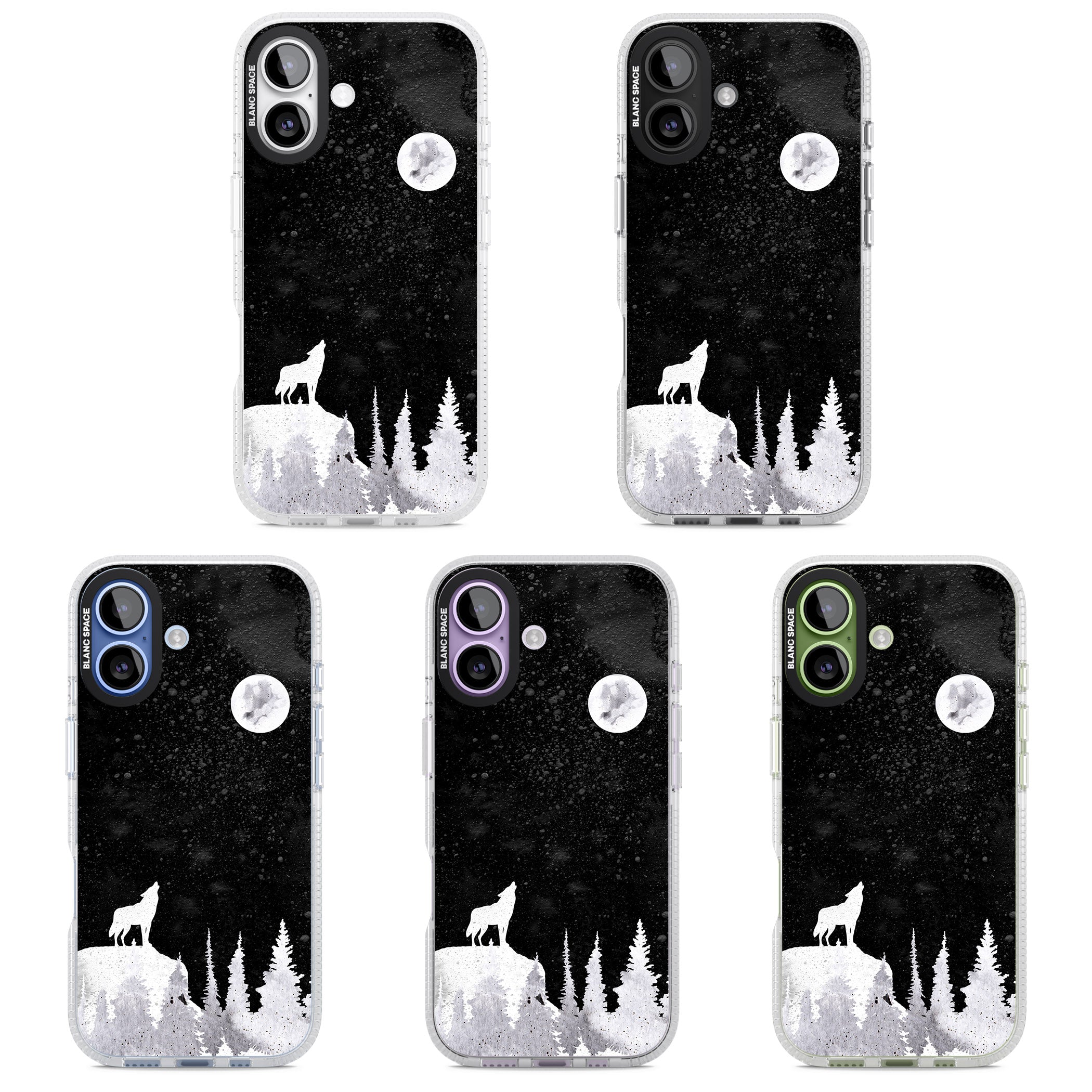 Moon Phases: Wolf & Full Moon iPhone 17 Impact Air Clear Phone Case APT Impact Protection