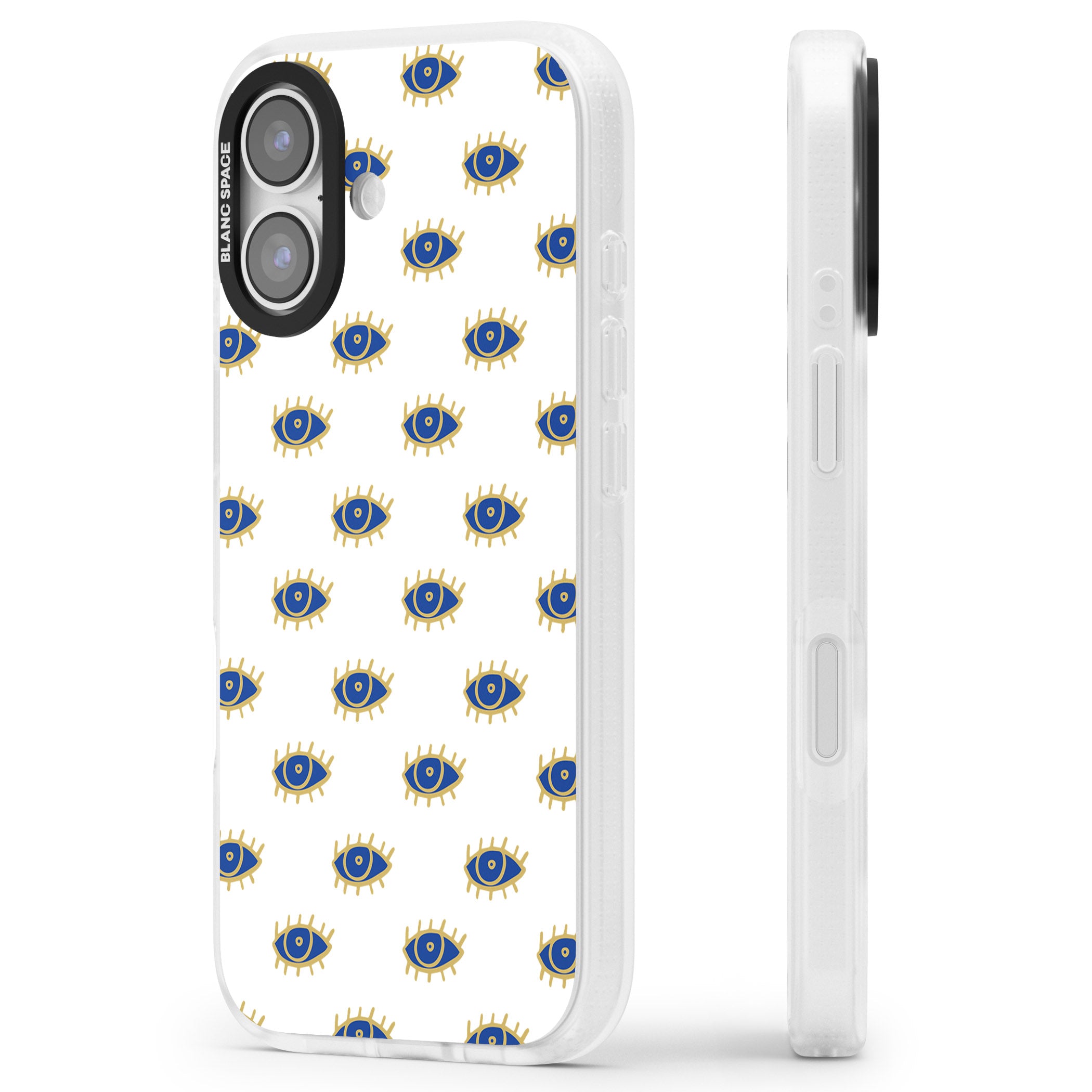 Gold Eye Pattern iPhone 17 Impact Air Clear Phone Case Side Profile