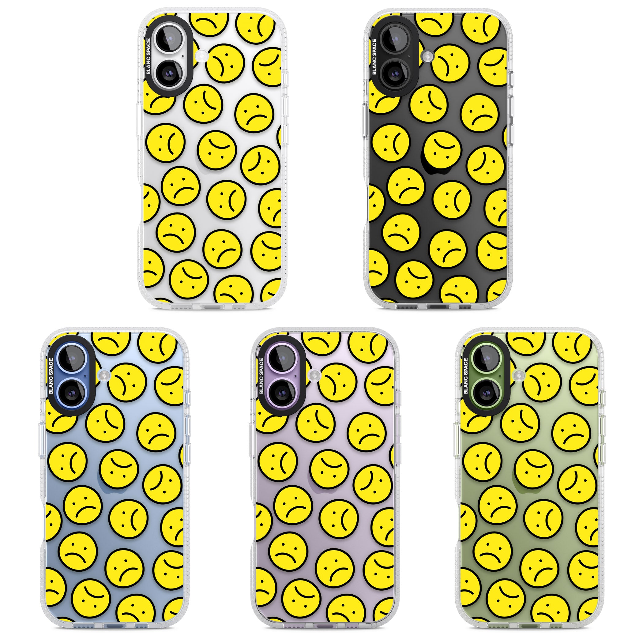 Sad Face Clear Pattern iPhone 17 Impact Air Clear Phone Case APT Impact Protection