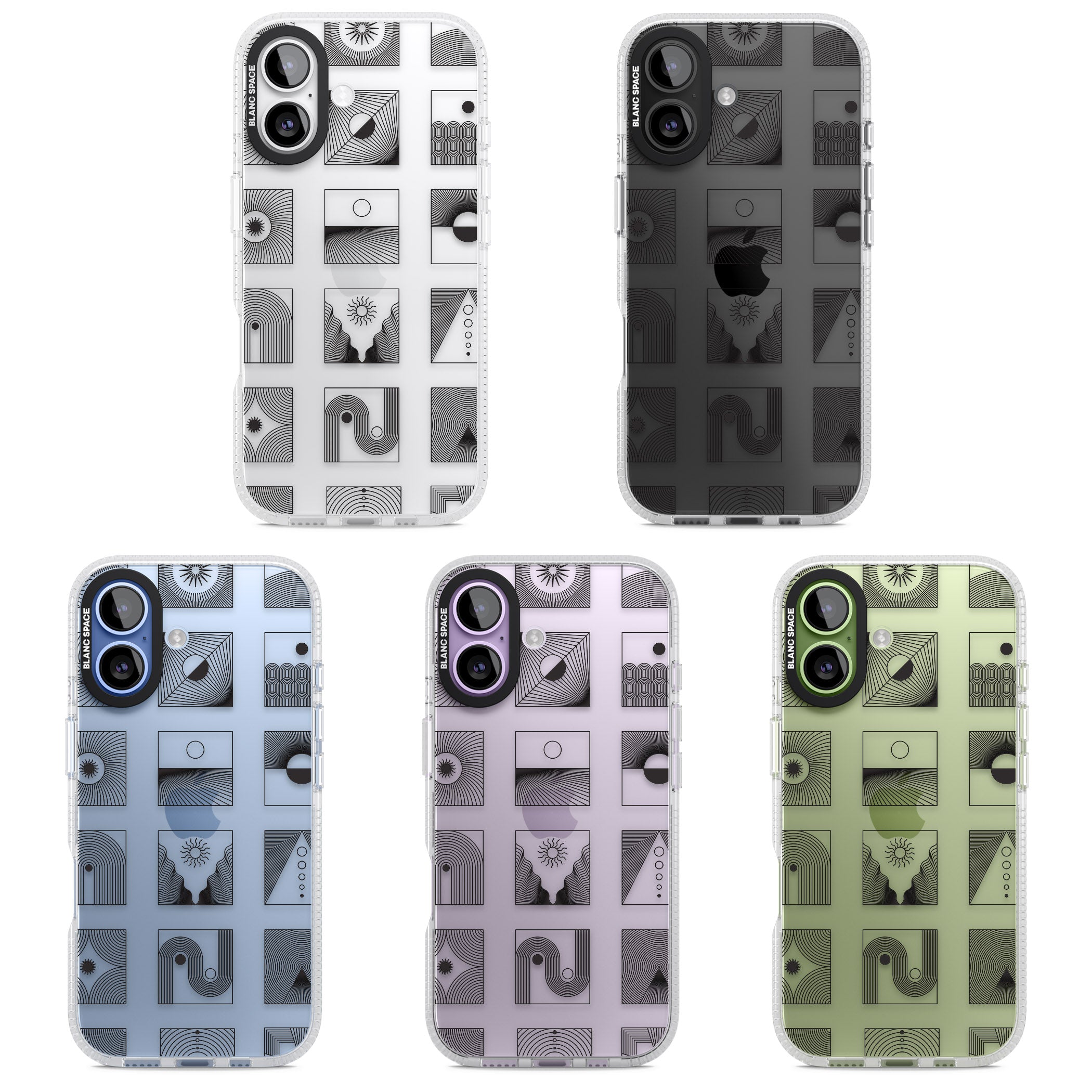 Geometric Pattern Trio: Artistic Blend iPhone 17 Impact Air Clear Phone Case APT Impact Protection