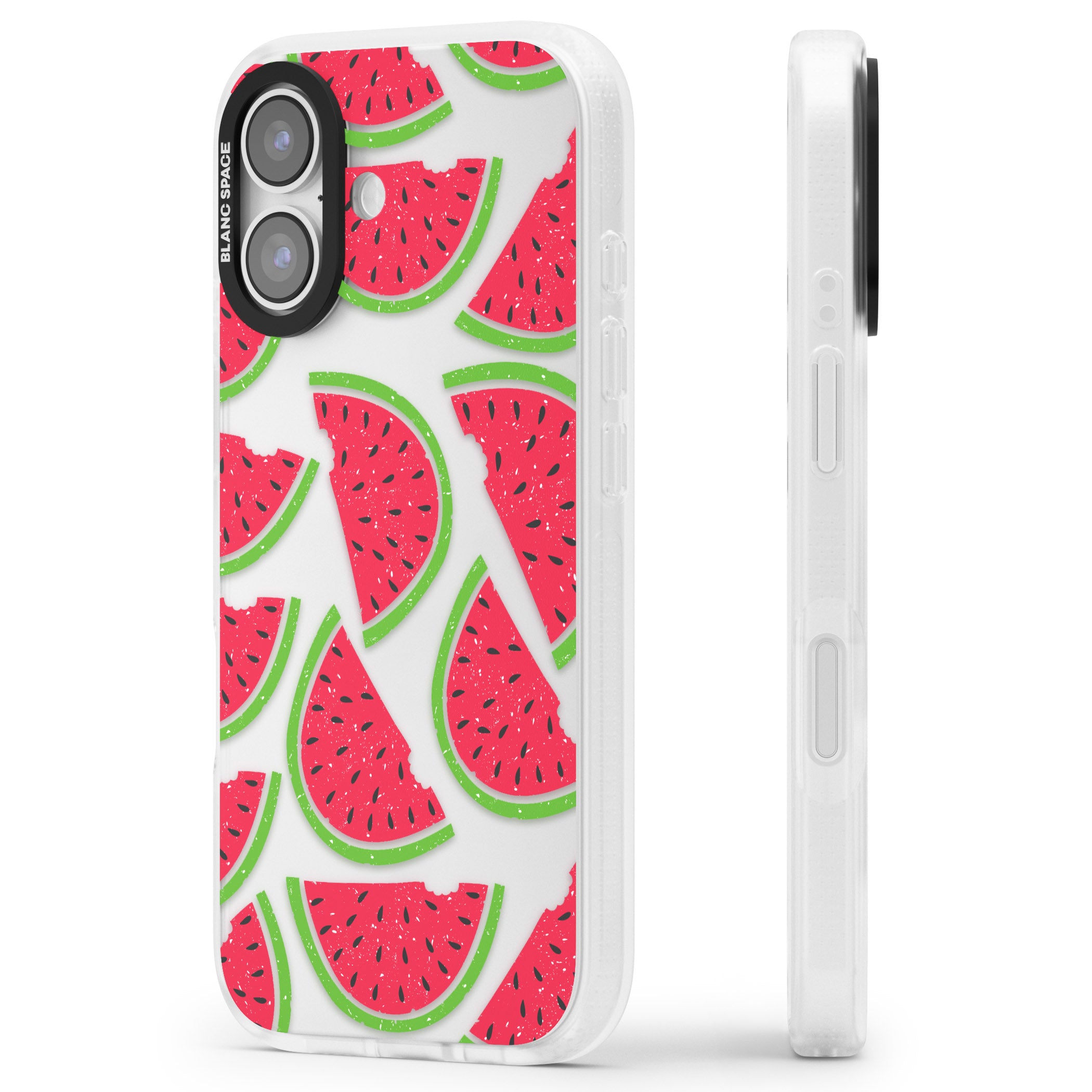 Watermelon Pattern iPhone 17 Impact Air Clear Phone Case Side Profile