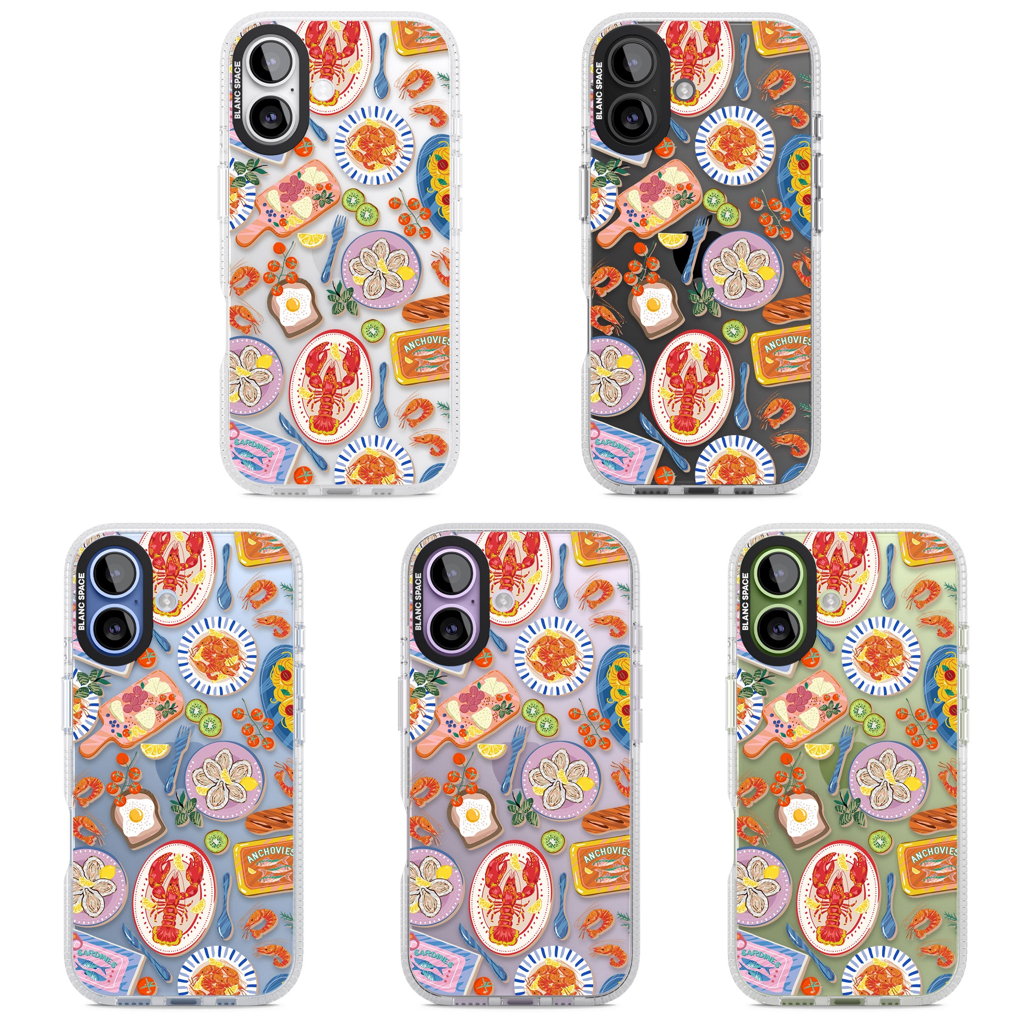Seafood Pattern iPhone 17 Impact Air Clear Phone Case APT Impact Protection