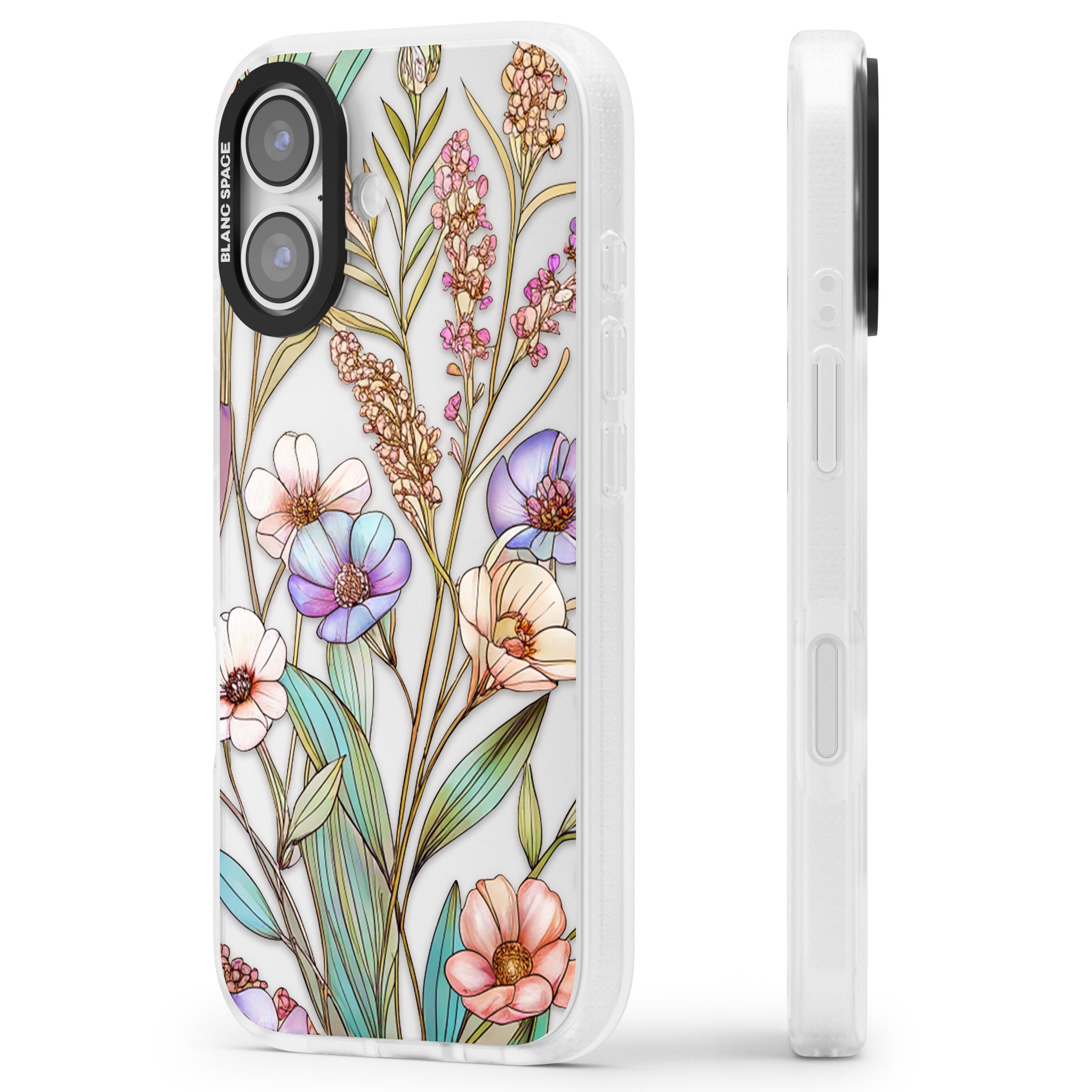 Glass Summer Flowers iPhone 17 Impact Air Clear Phone Case Side Profile