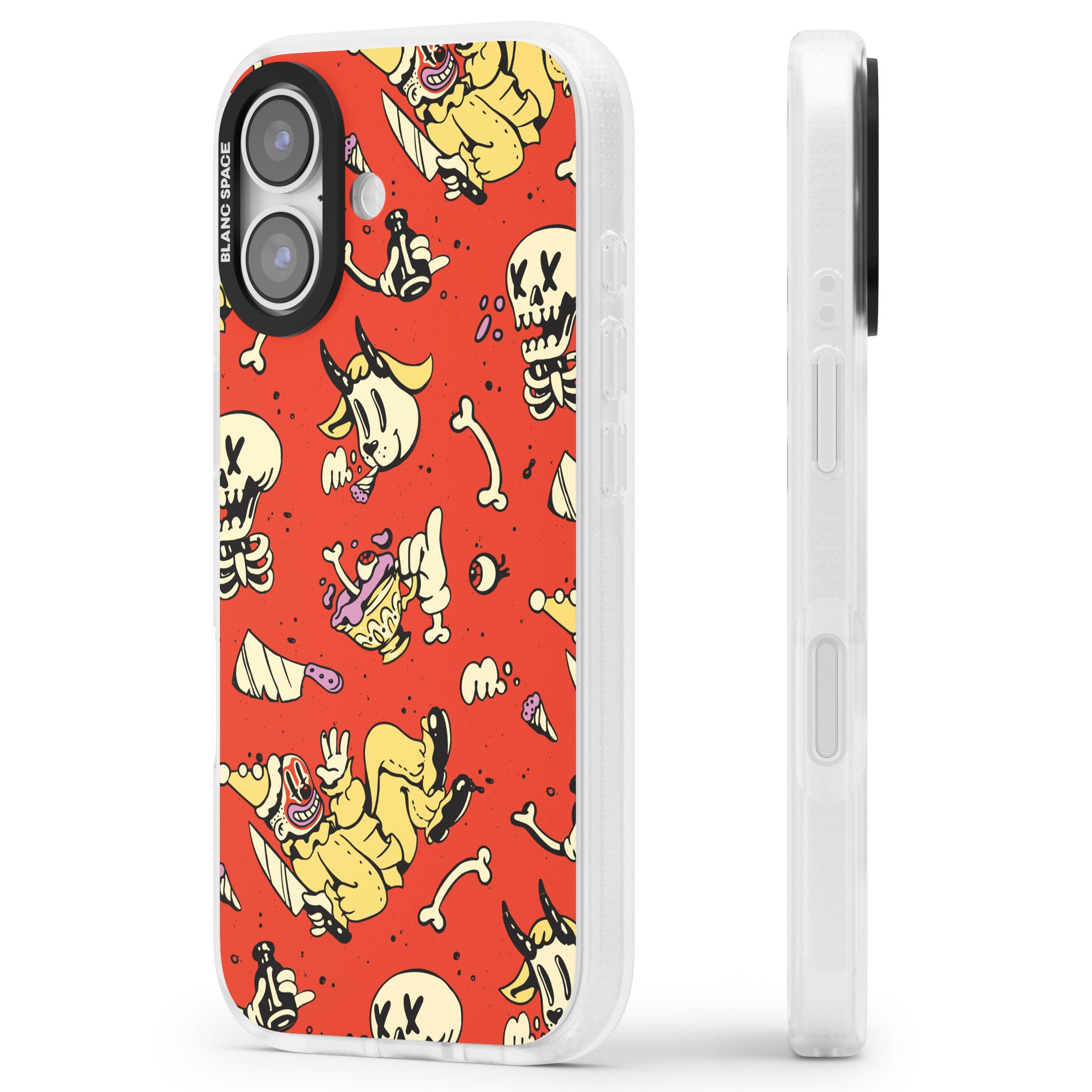 Red Retro Halloween Pattern iPhone 17 Impact Air Clear Phone Case Side Profile