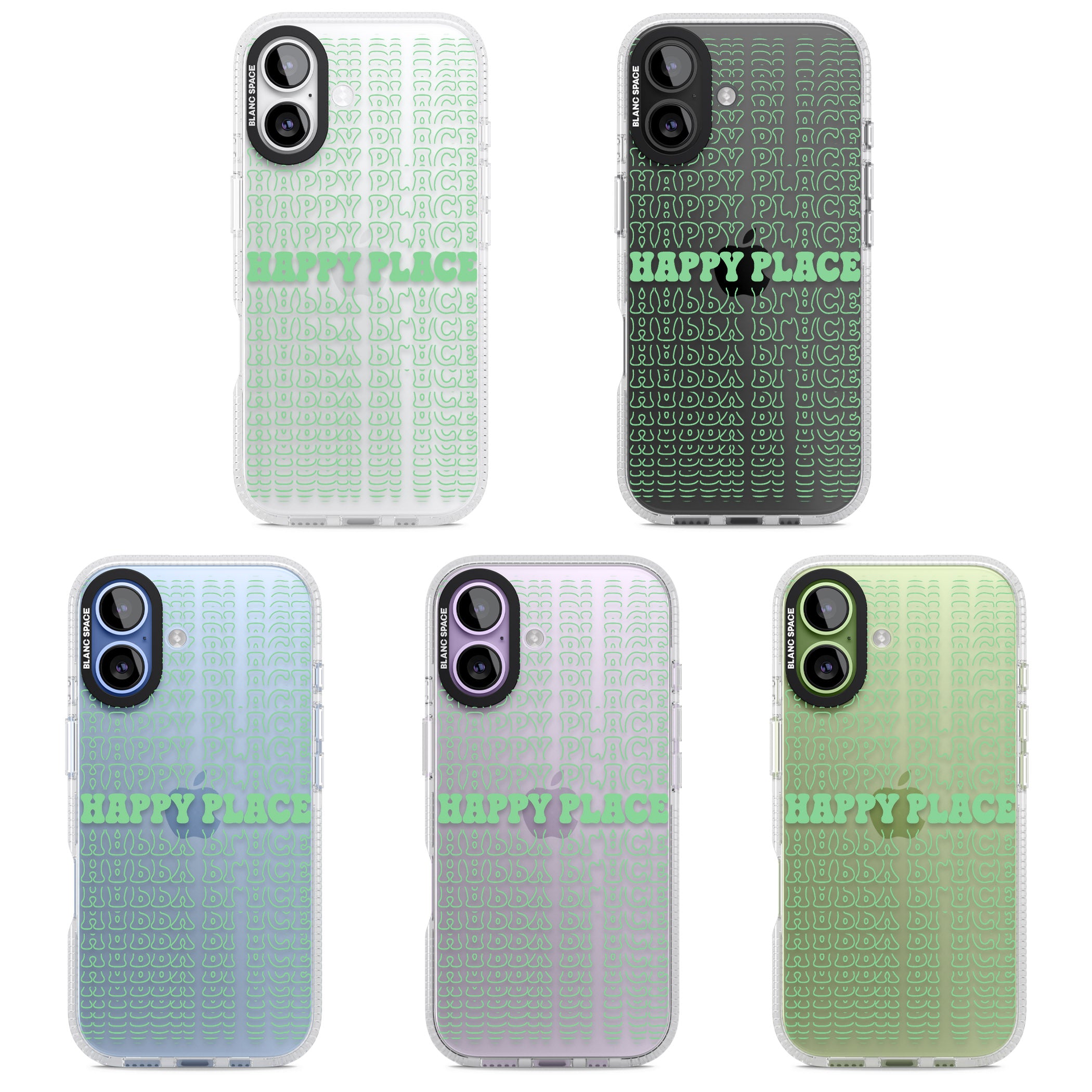 Happy Place (Green) iPhone 17 Impact Air Clear Phone Case APT Impact Protection