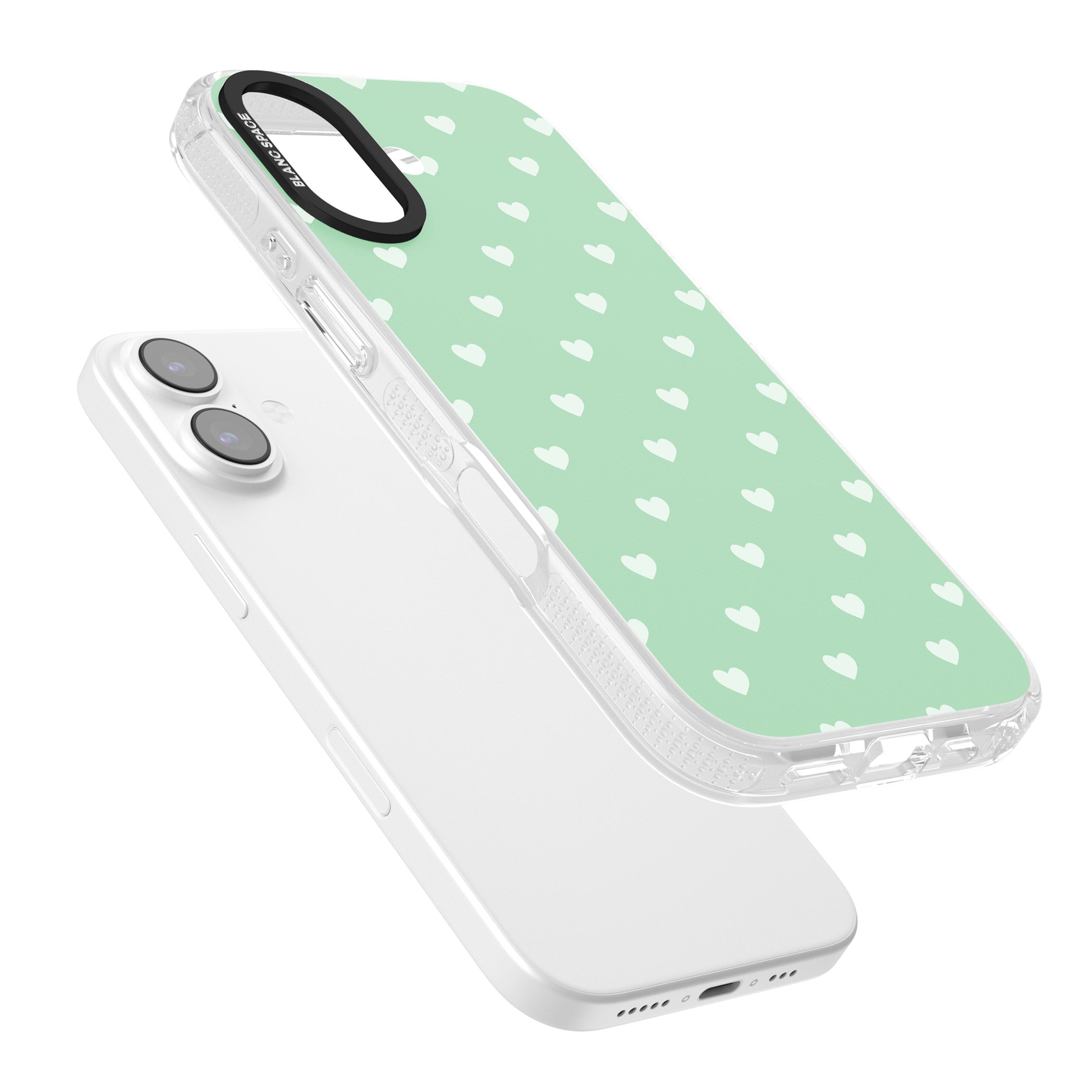 Small Heart Pattern: Green iPhone 17 Impact Air Clear Phone Case Colours