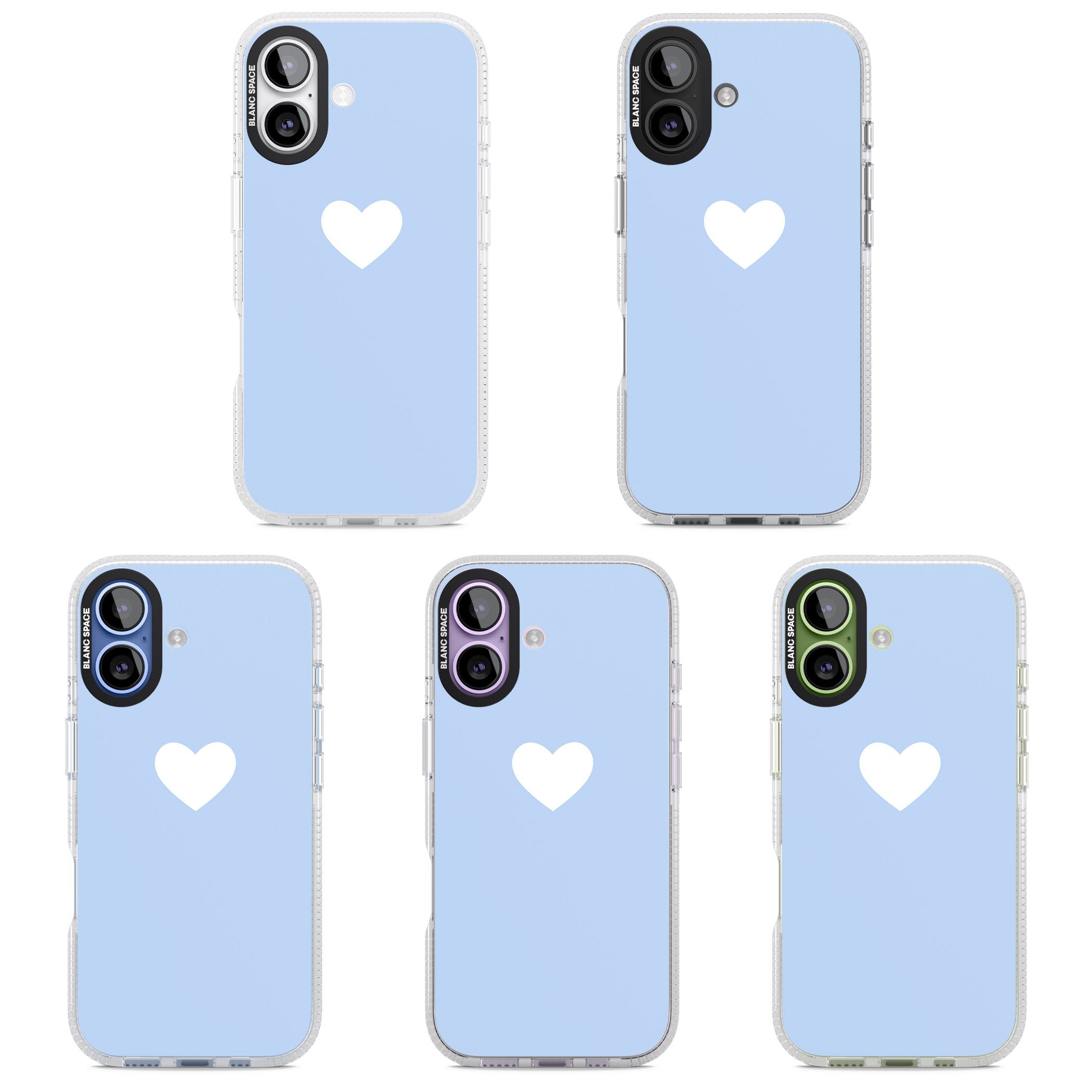 Single Heart Design: White & Baby Blue iPhone 17 Impact Air Clear Phone Case APT Impact Protection