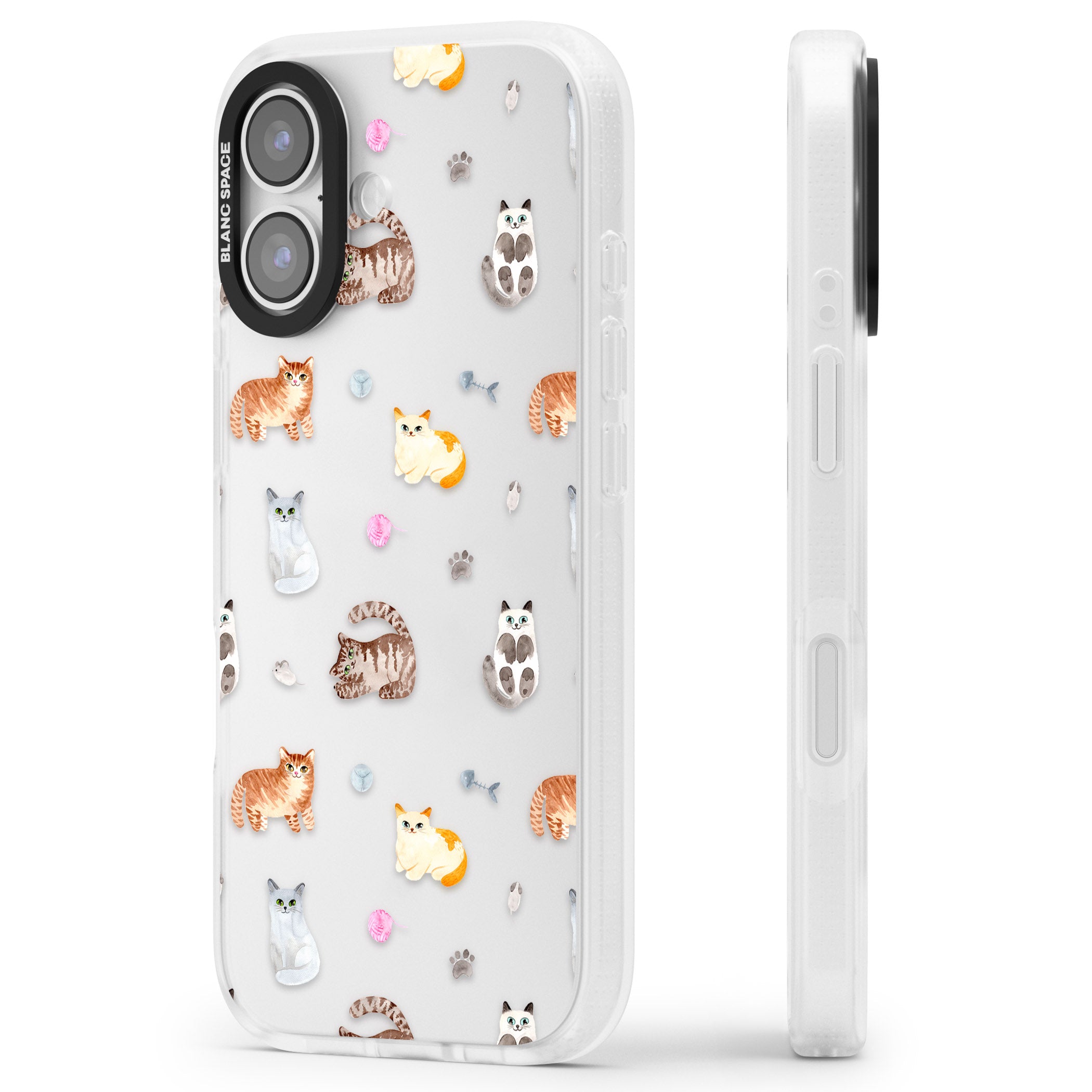 Playful Cats iPhone 17 Impact Air Clear Phone Case Side Profile
