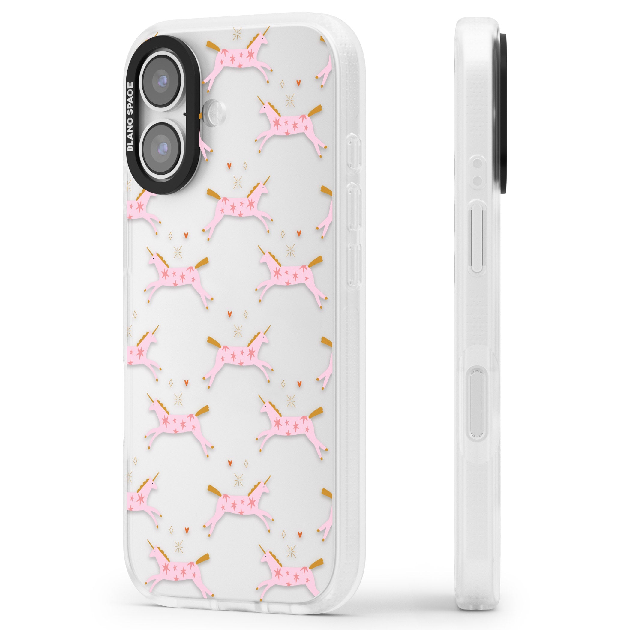Pink Unicorn iPhone 17 Impact Air Clear Phone Case Side Profile