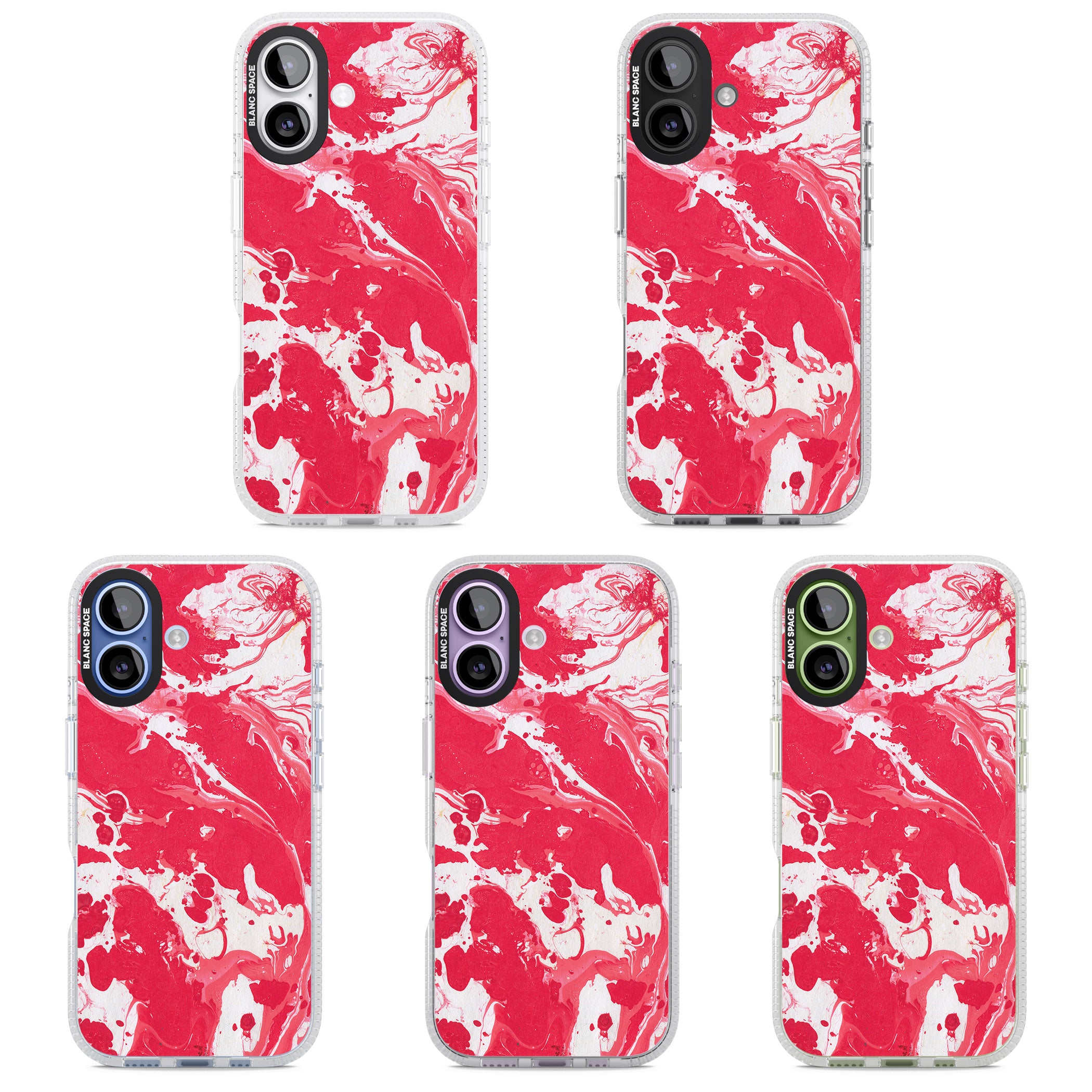 Red & White Marbled iPhone 17 Impact Air Clear Phone Case APT Impact Protection
