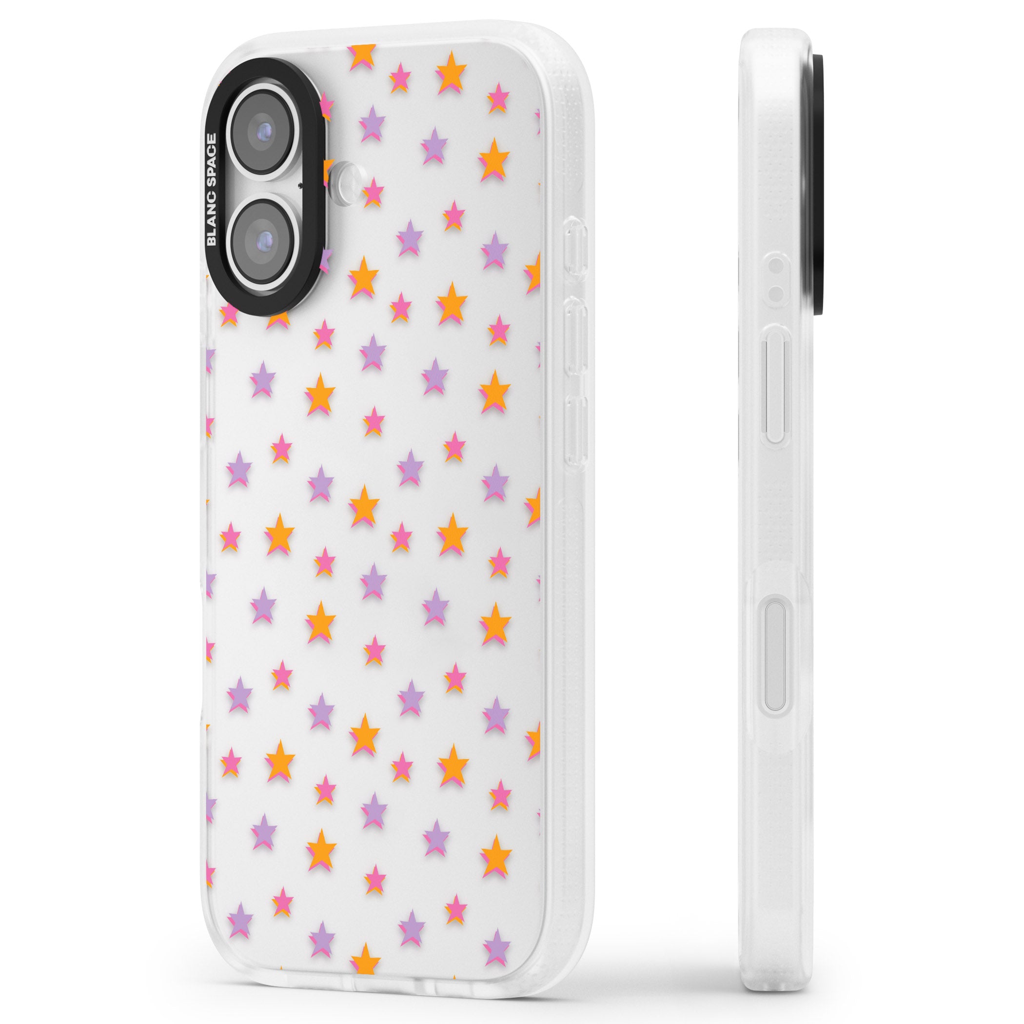 Spangling Stars Pattern iPhone 17 Impact Air Clear Phone Case Side Profile