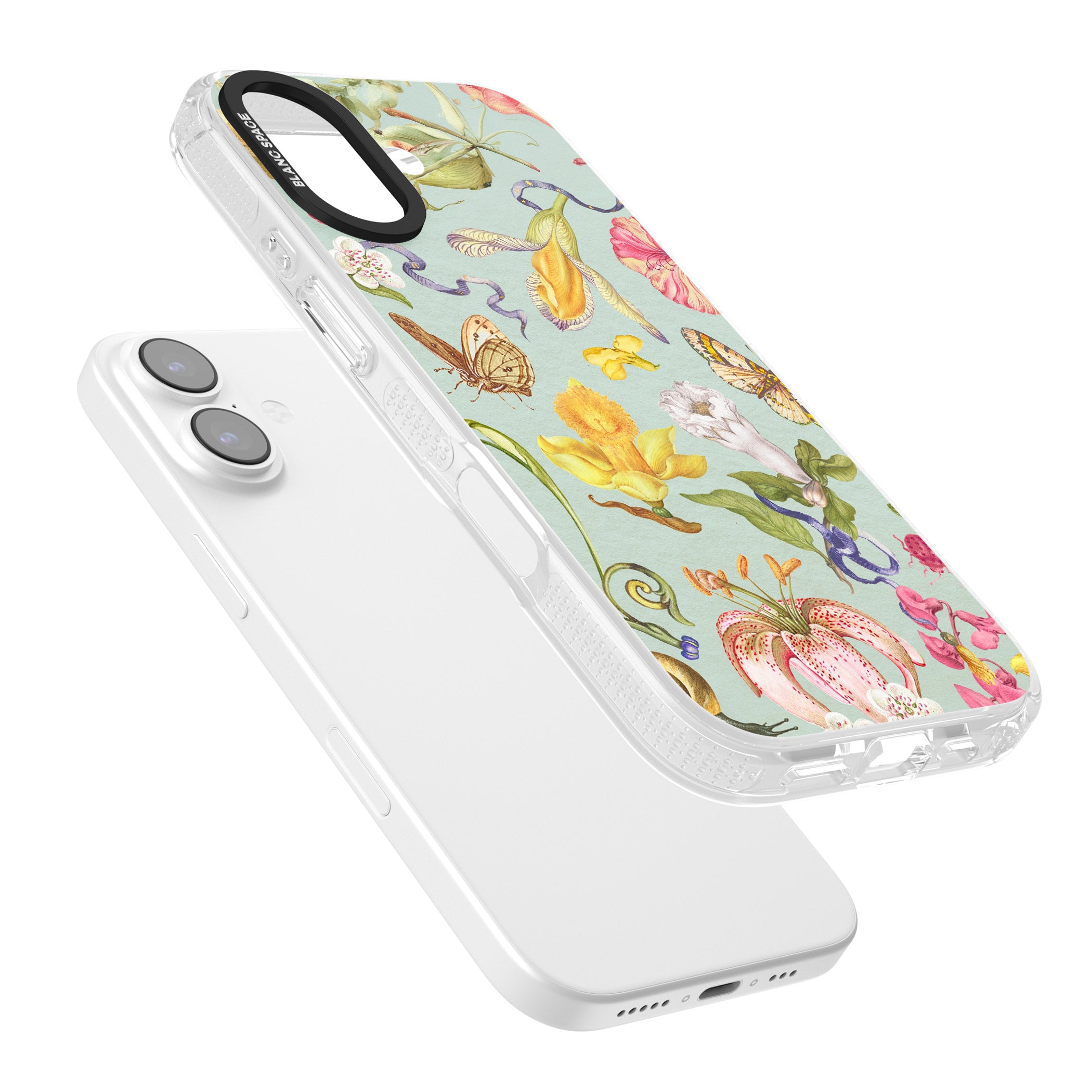 Blue Vintage Painted Flowers iPhone 17 Impact Air Clear Phone Case Colours