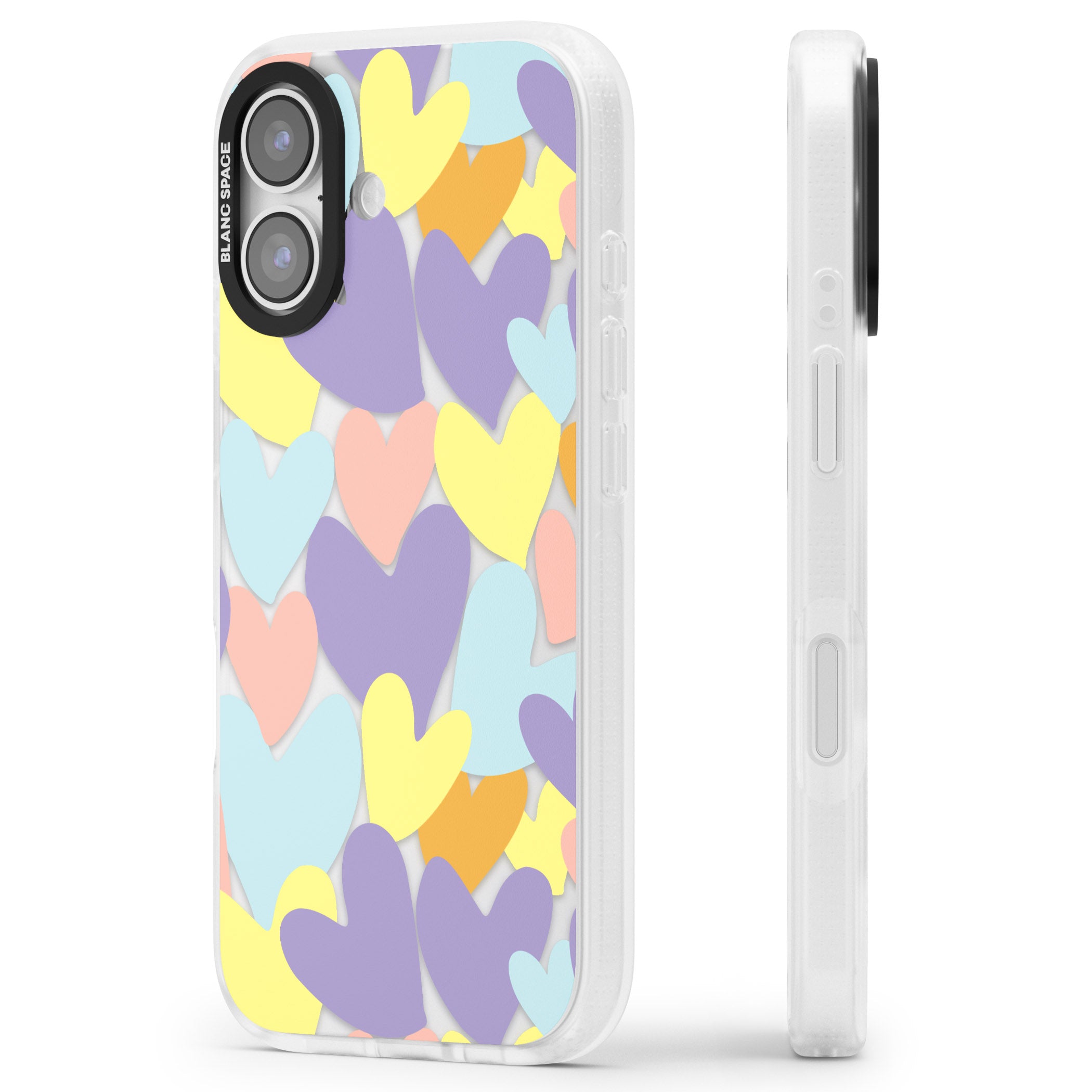 Pastel Hearts iPhone 17 Impact Air Clear Phone Case Side Profile