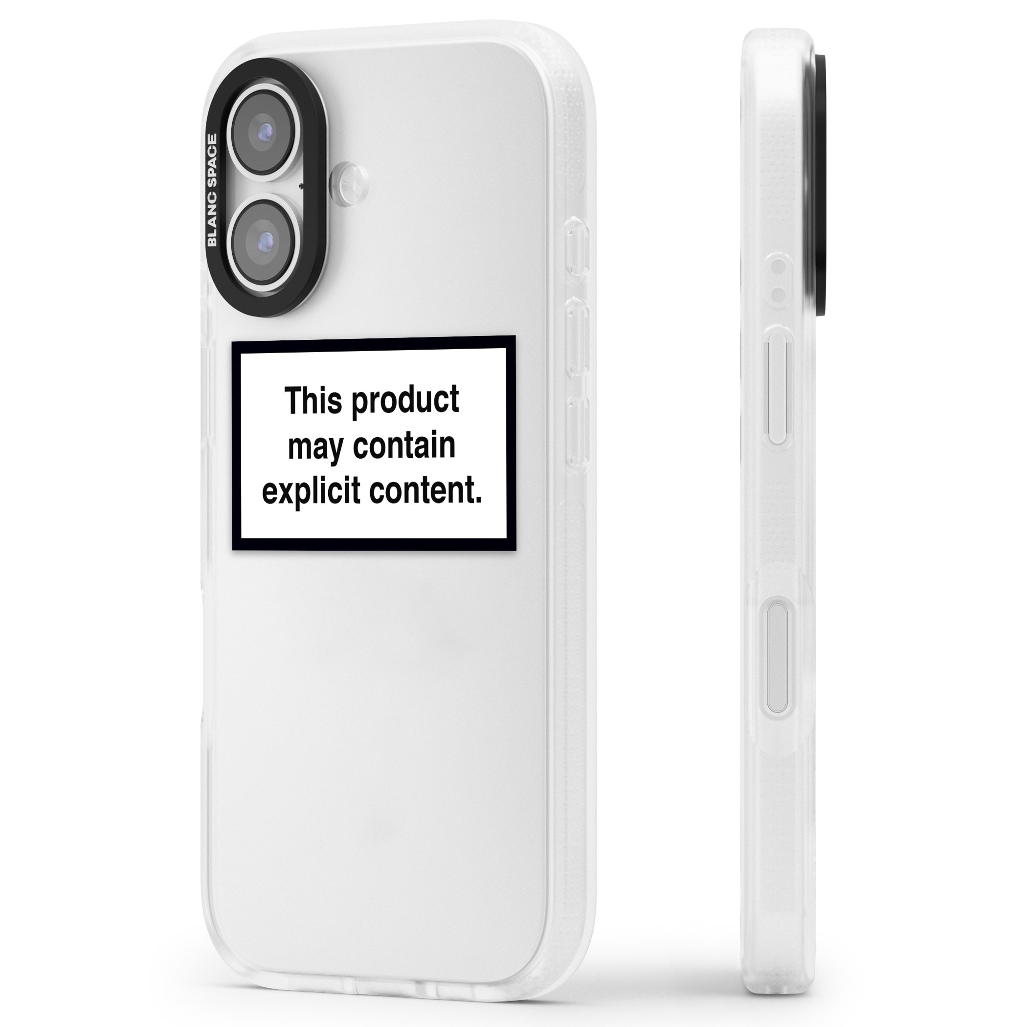 Contains Explicit Content iPhone 17 Impact Air Clear Phone Case Side Profile