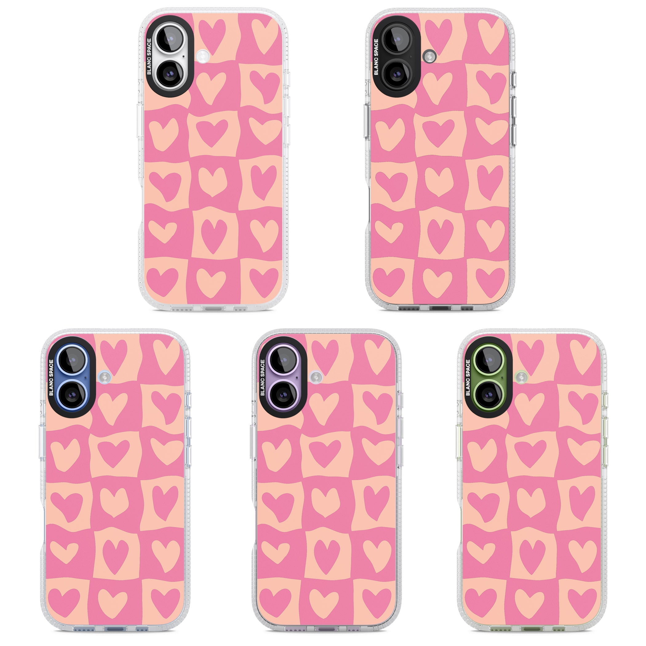 Pink Wavy Checked Hearts iPhone 17 Impact Air Clear Phone Case APT Impact Protection
