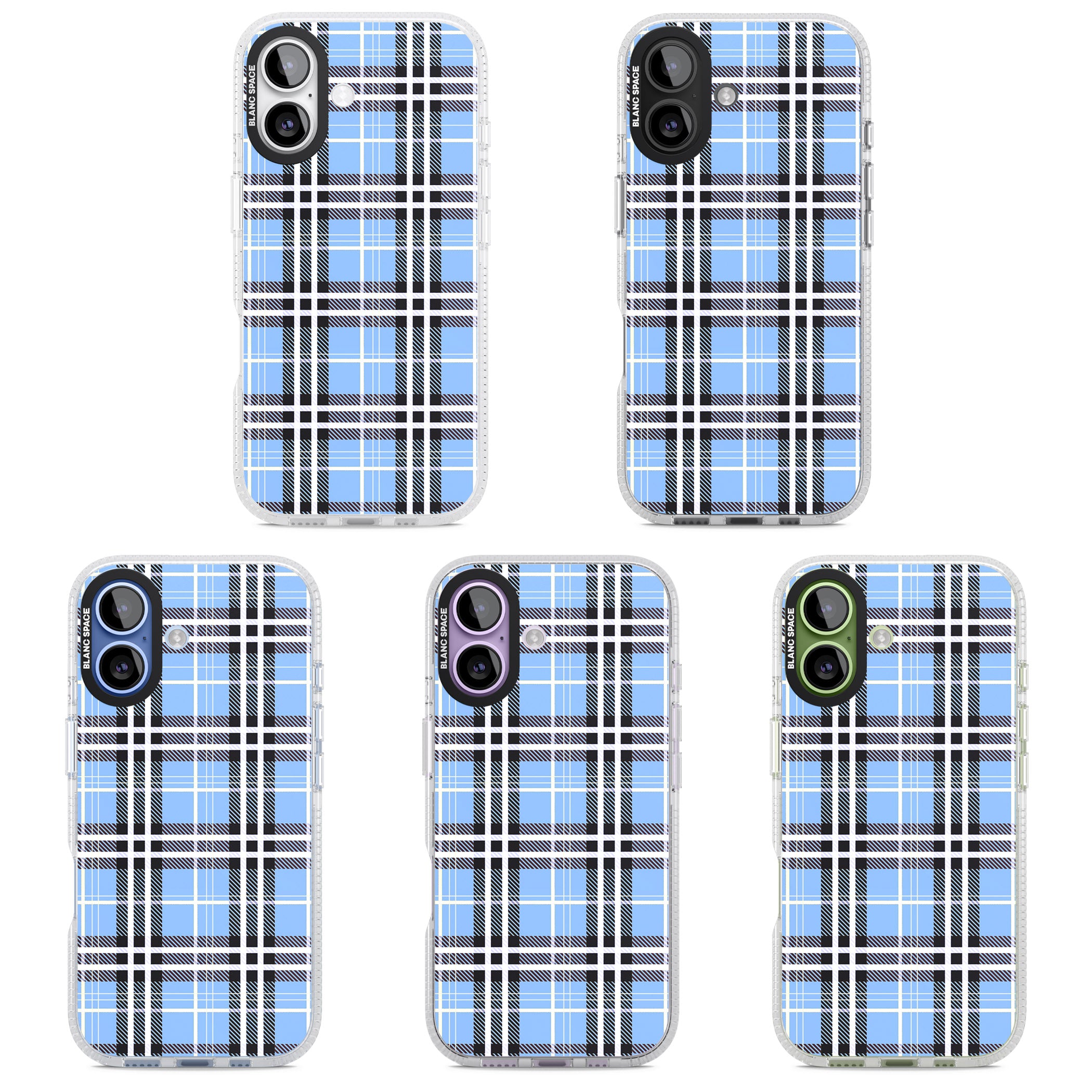 Blue Plaid iPhone 17 Impact Air Clear Phone Case APT Impact Protection