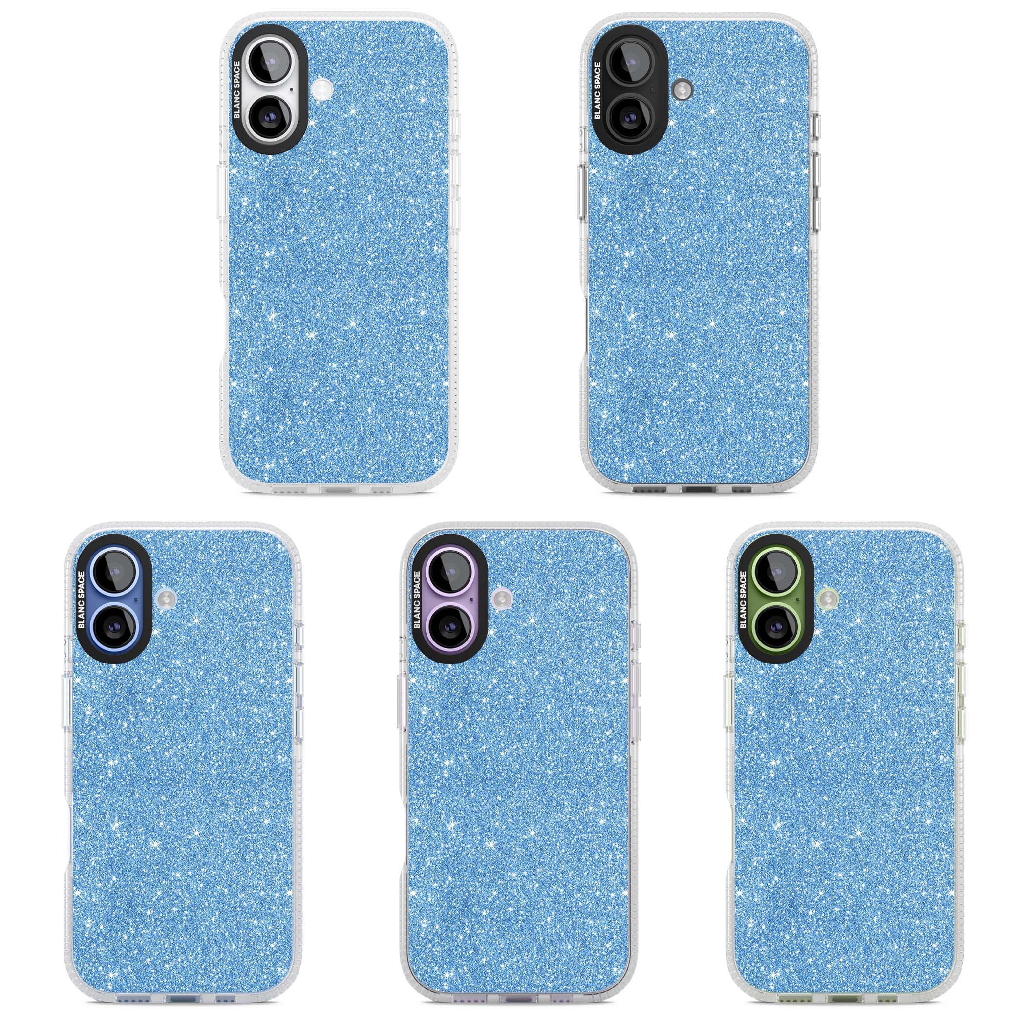 Blue Glitter blue glitter iPhone case featuring dense sparkling cerulean glitter with a glamorous shimmering finish | Clear Case Impact Air case for iPhone 17