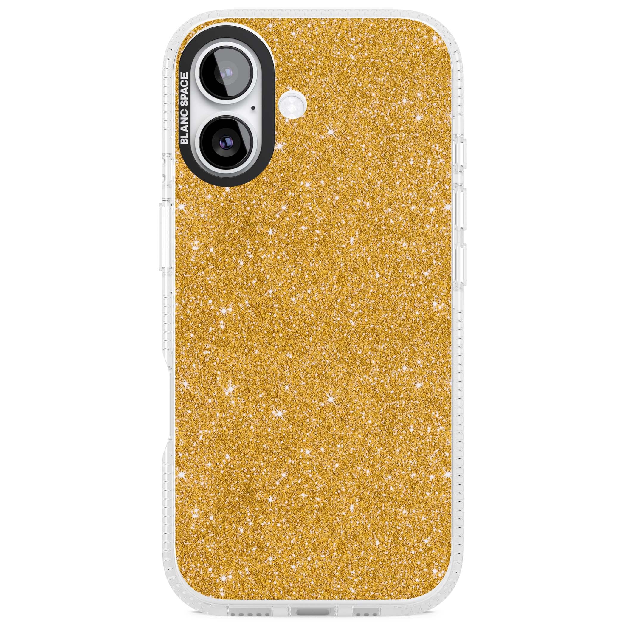 Gold Glitter gold glitter iPhone case featuring a shimmering sparkle wallpaper design in luxury gold | Clear Case Impact Air case for iPhone 17