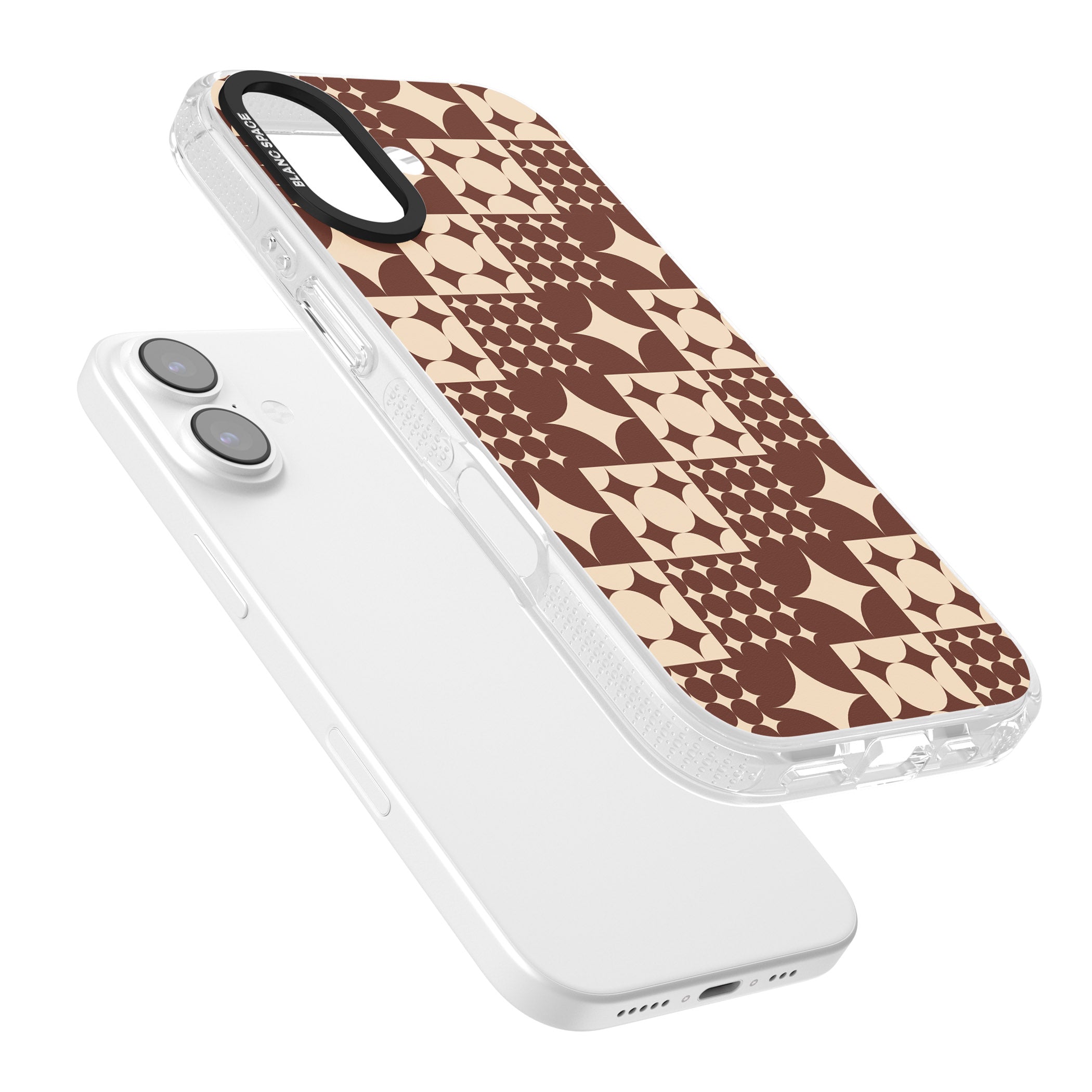 Mid Century Brown Checked iPhone 17 Impact Air Clear Phone Case Colours