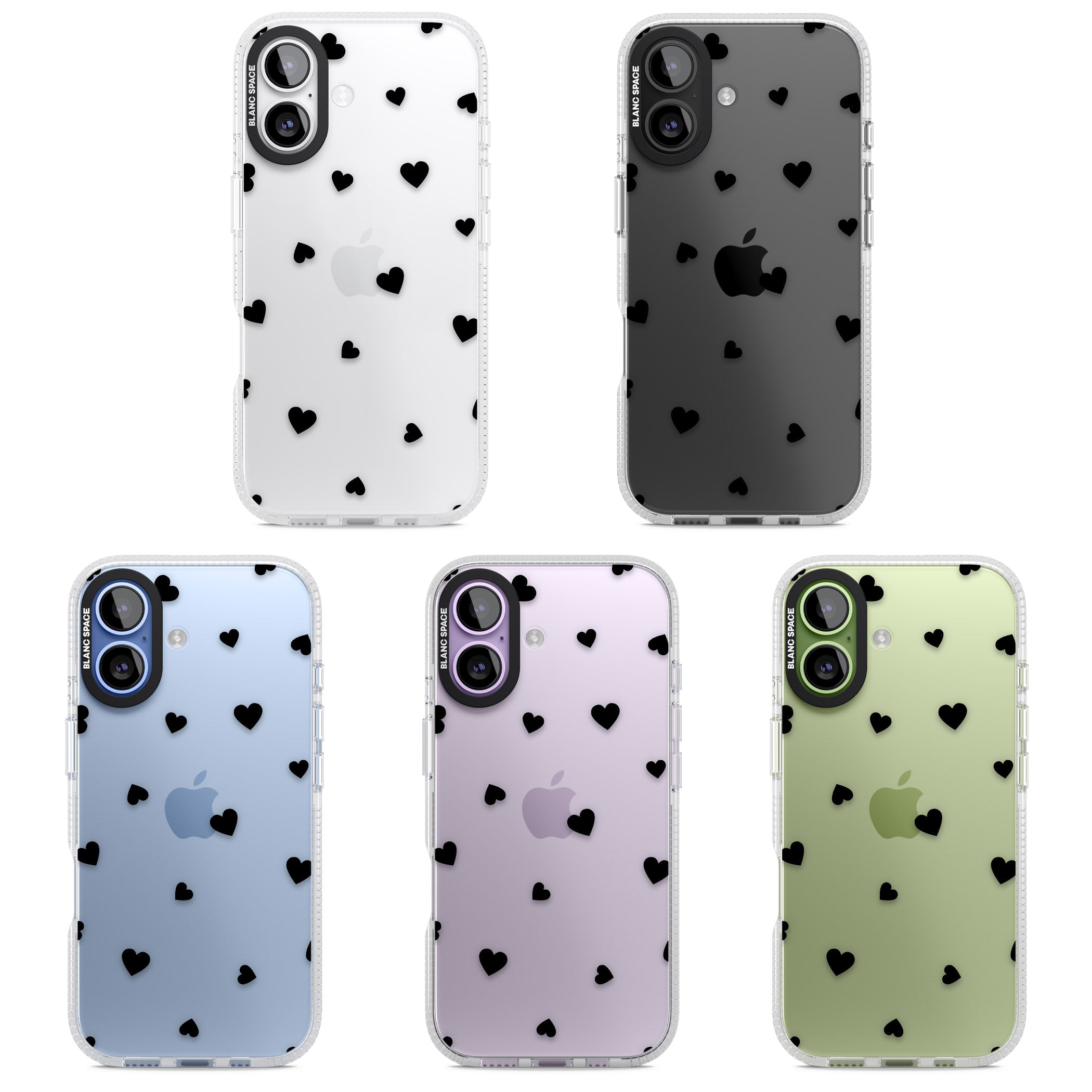 Black Hearts iPhone 17 Impact Air Clear Phone Case APT Impact Protection