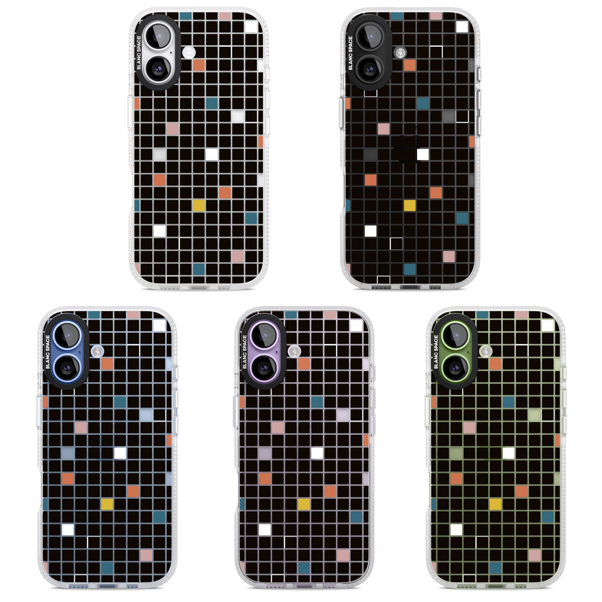 Earthtone Black Geometric Grid iPhone 17 Impact Air Clear Phone Case APT Impact Protection