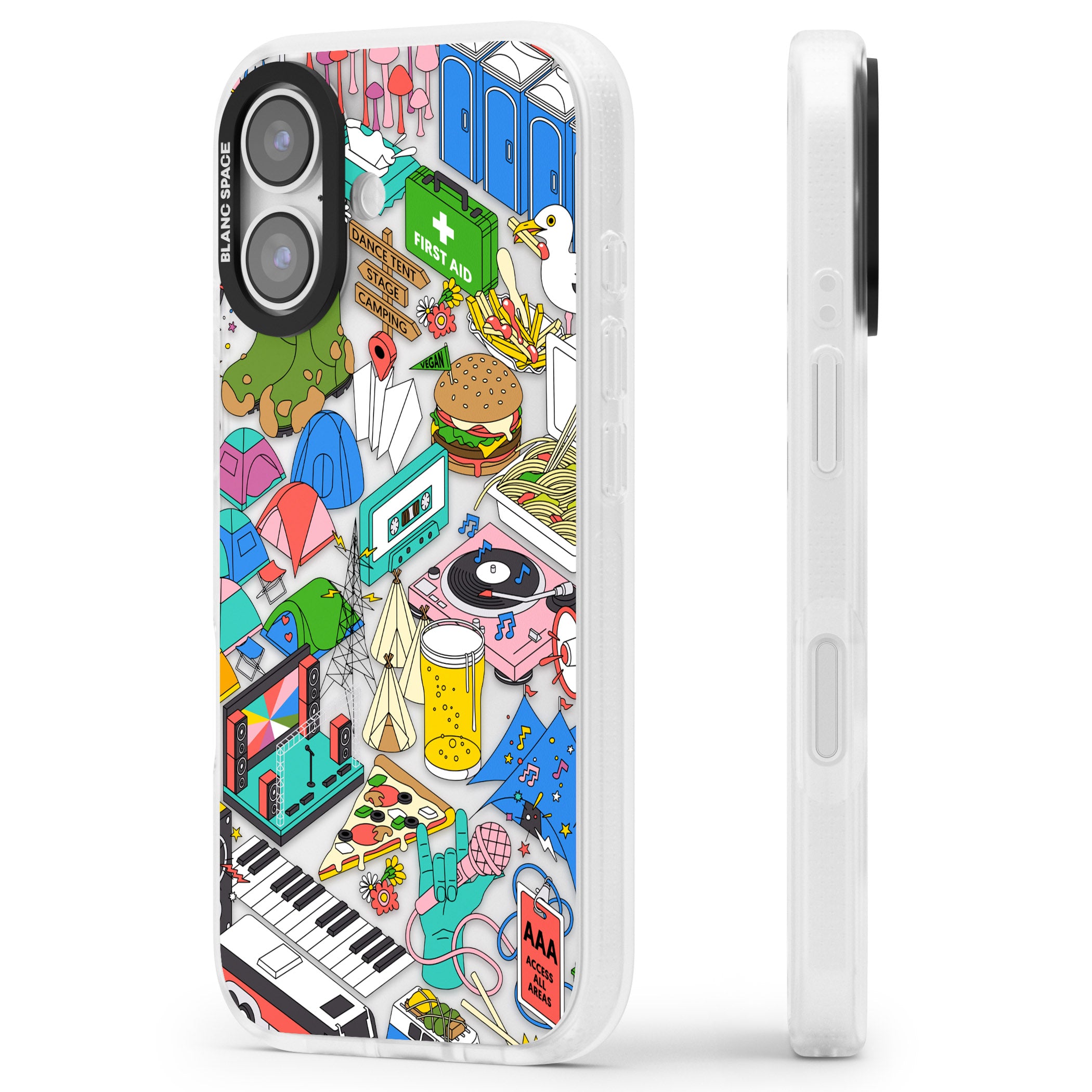 Festival Frenzy iPhone 17 Impact Air Clear Phone Case Side Profile